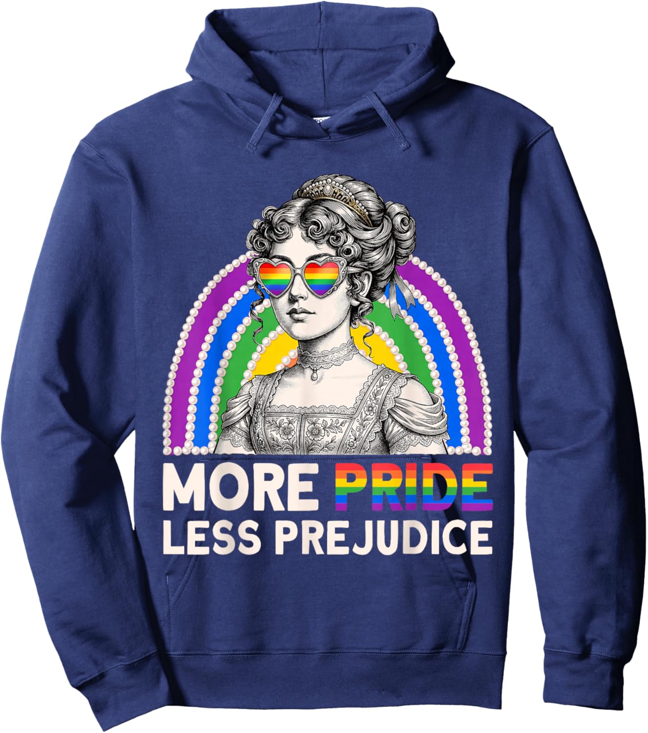 More Pride Less Prejudice Rainbow LGBT Pride Men Women Hoodie - Hoodie | Navy