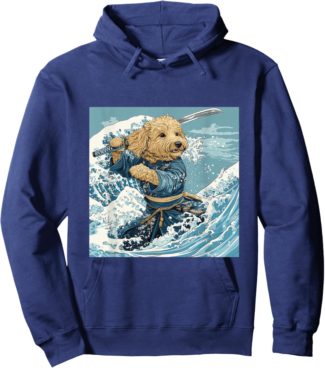 Goldendoodle Pet Dog Samurai Warrior Japanese Art Anime Hoodie - Hoodie | Navy
