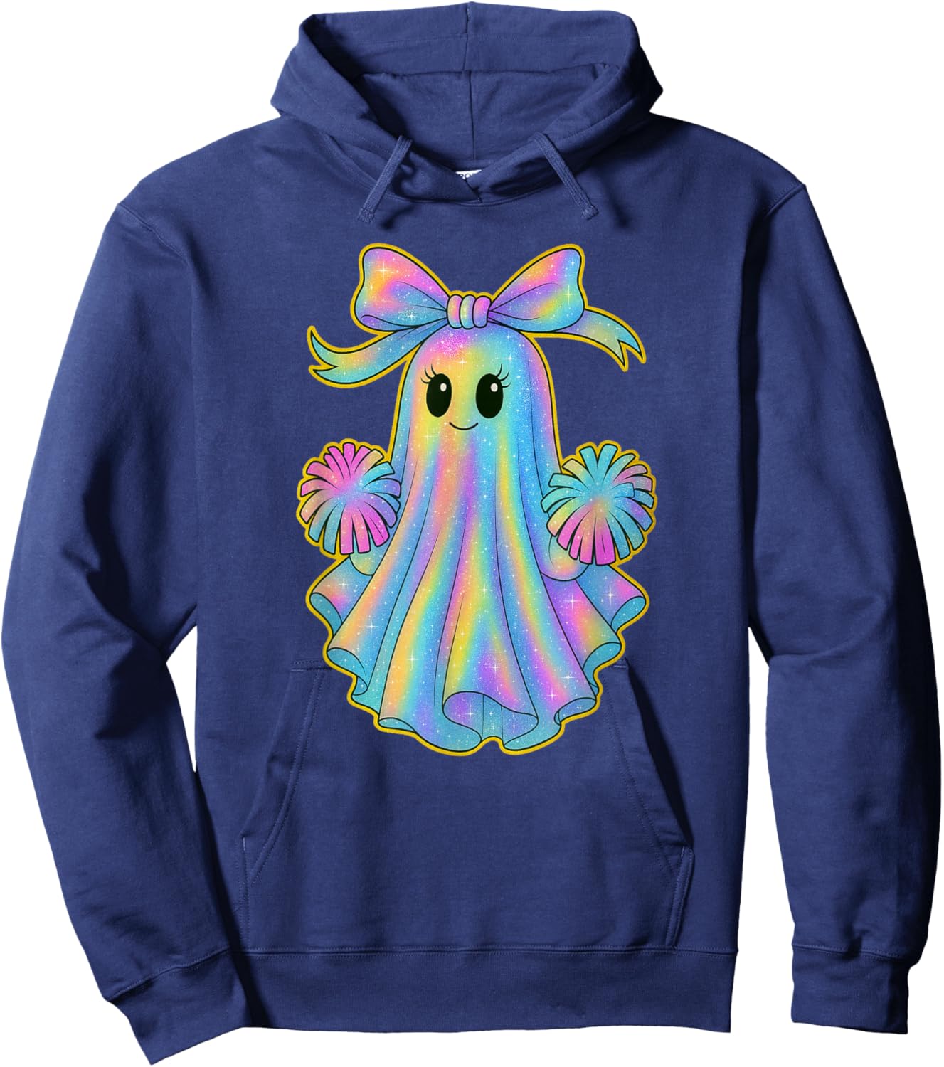 Cute Cheerleader Ghost Lover Pastel Halloween Coquette Bow Hoodie - Hoodie | Navy