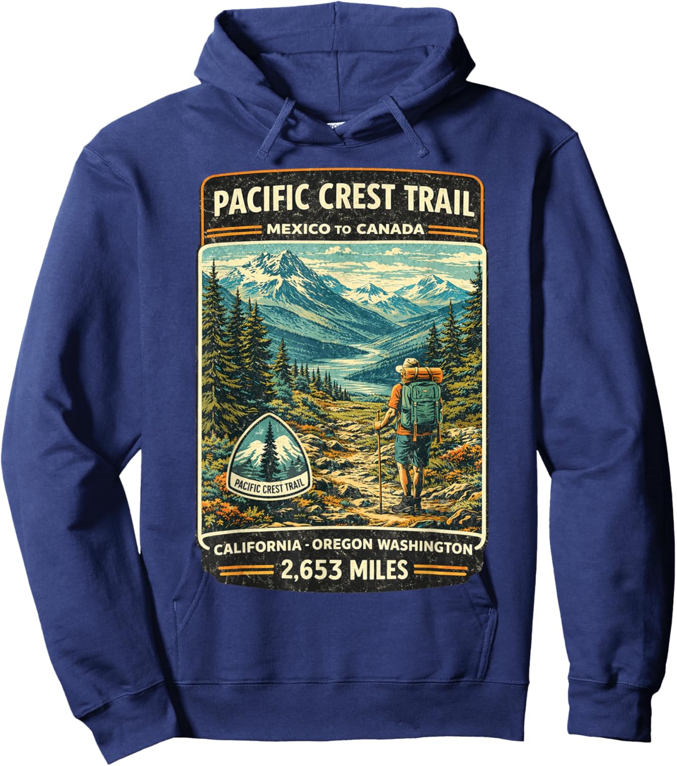 Pacific Crest Trail PCT Pacific Crest Trail Mexico to Canada Hoodie - Hoodie | Navy