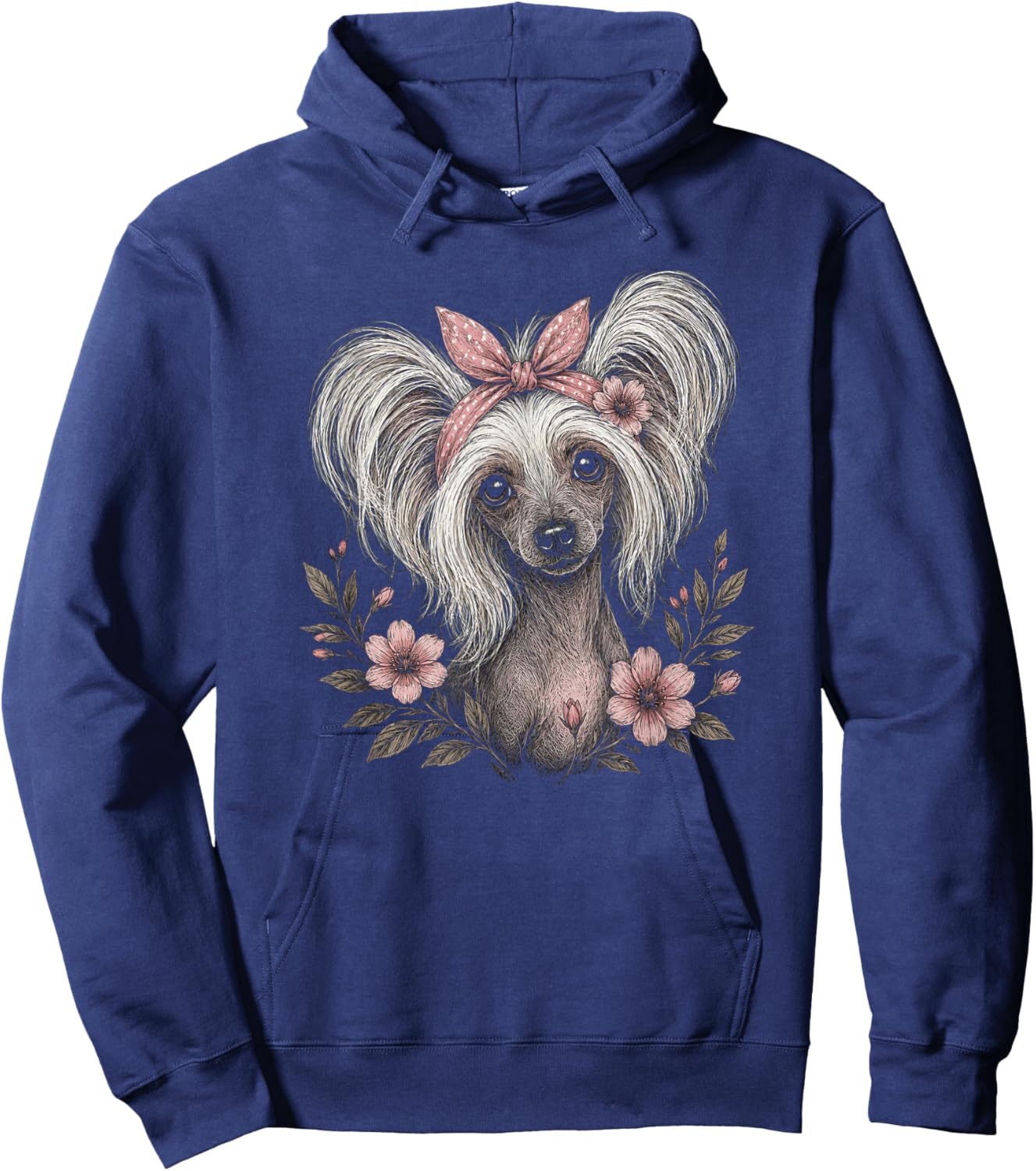 Chinese Crested Dog Artwork Design for Girls Hoodie - Hoodie | Navy