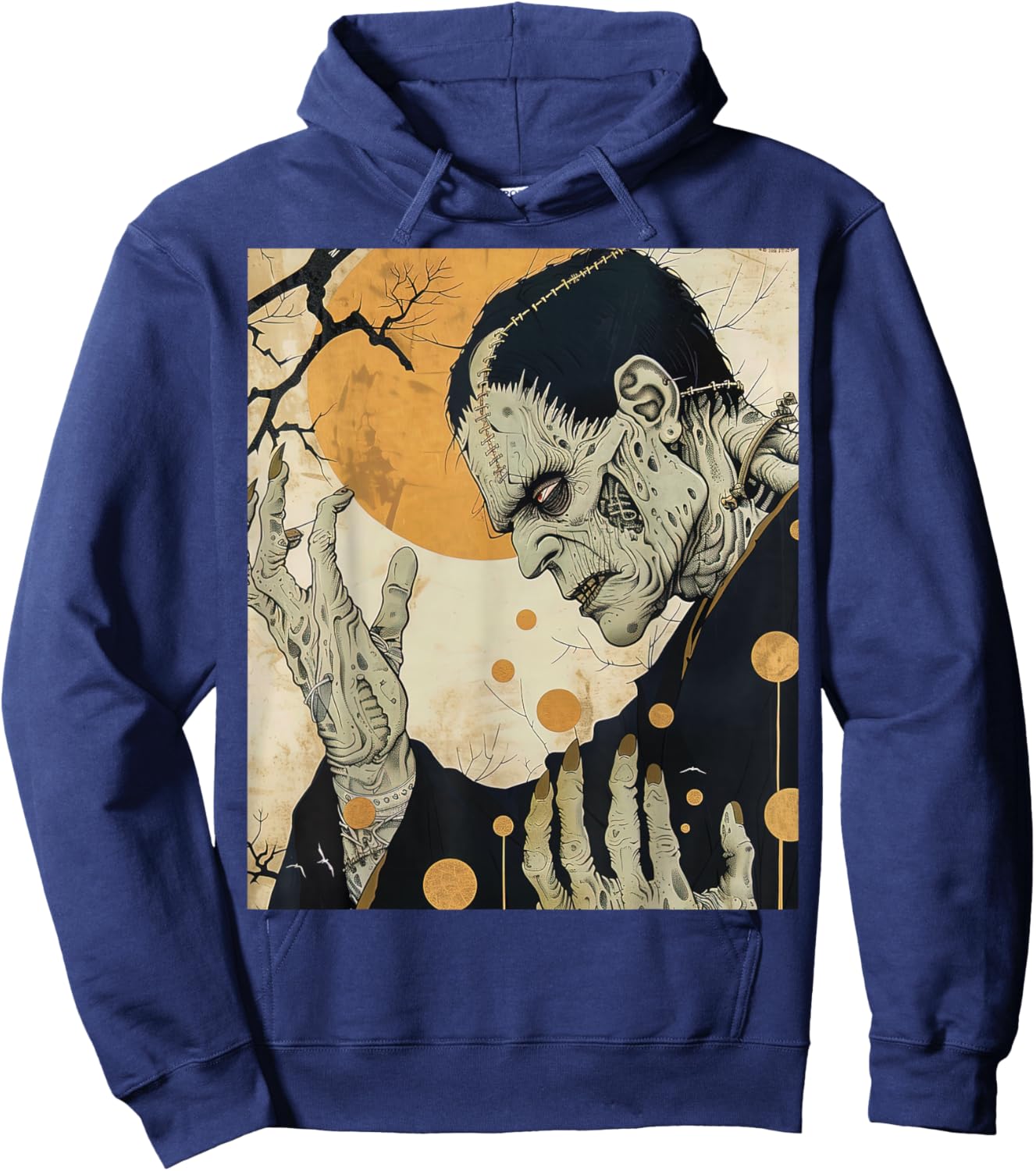 Frankenstein Horror Halloween Retro Vintage Hoodie - Hoodie | Navy