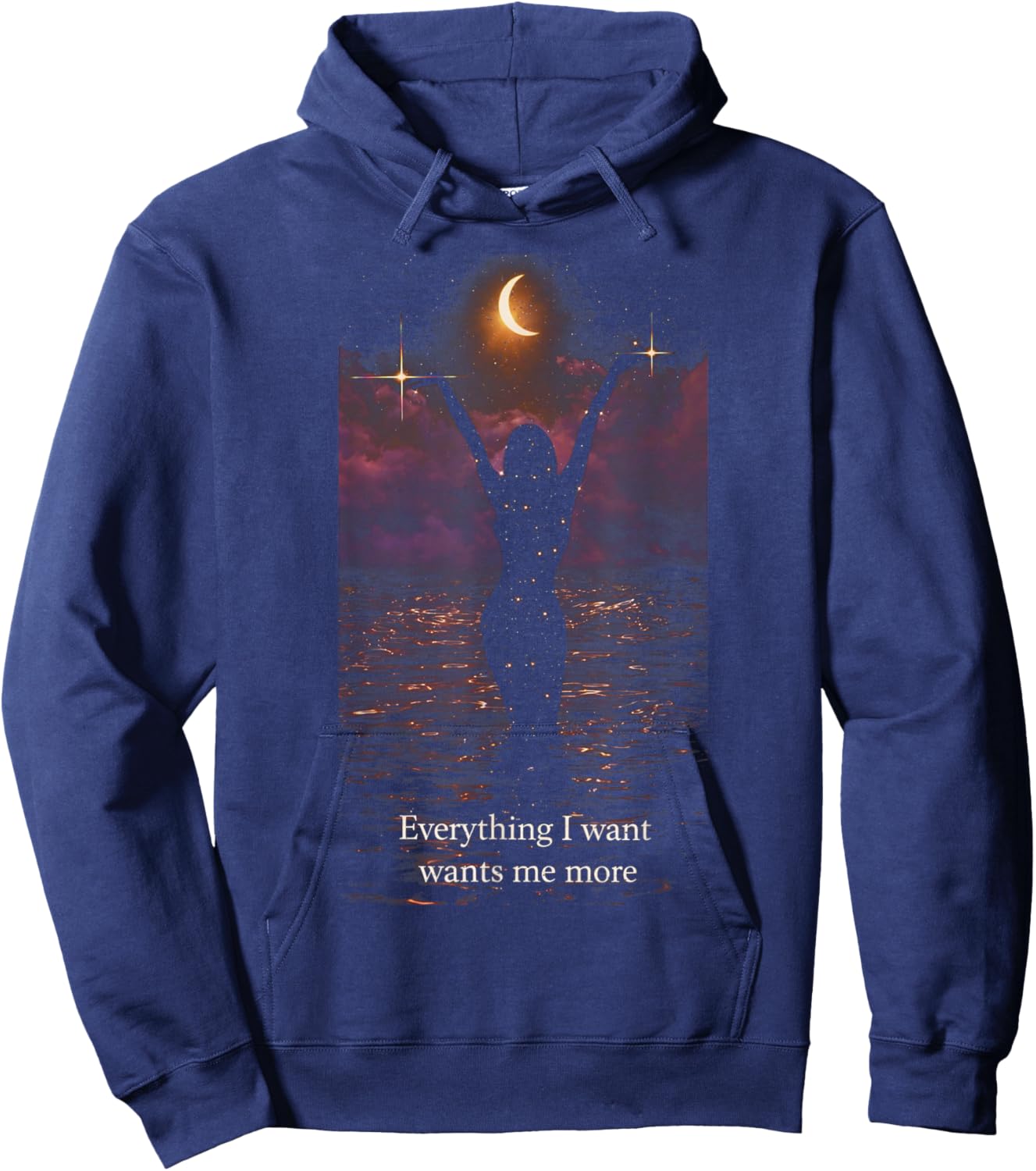 Psychedelic Everything I Want Wants Me More Trippy Hippie Hoodie - Hoodie | Navy