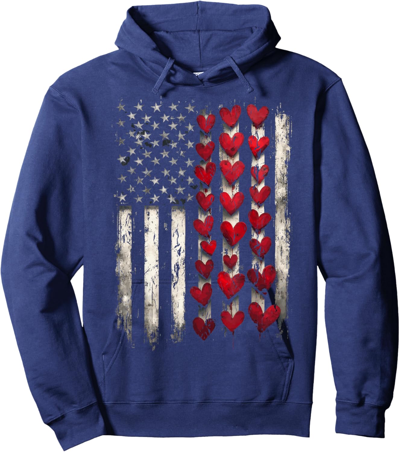 Valentine Day Heart American Flag Hoodie - Hoodie | Navy