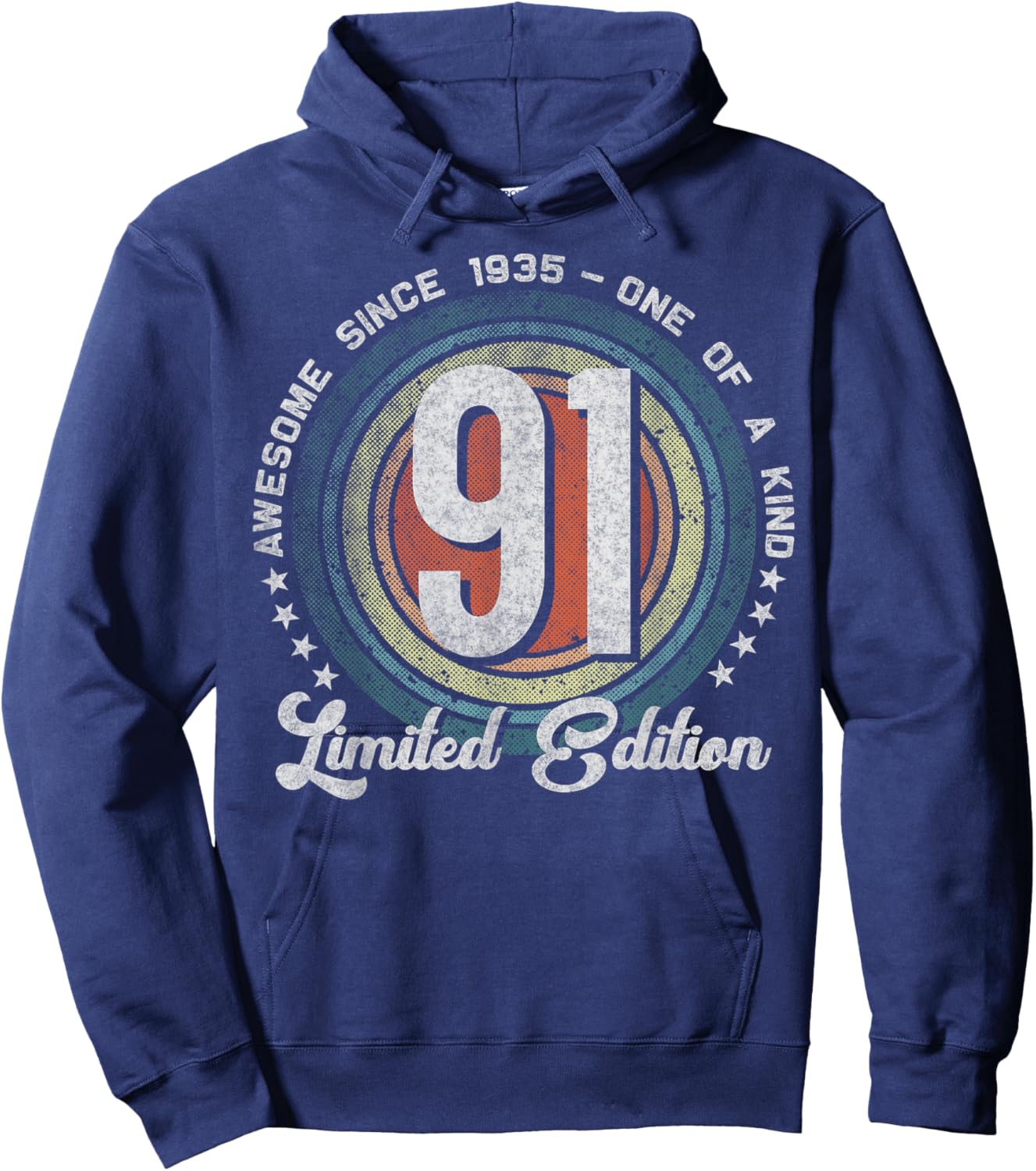 91 Year Old Gifts Vintage 1935 Limited Edition 91st Birthday Hoodie - Hoodie | Navy