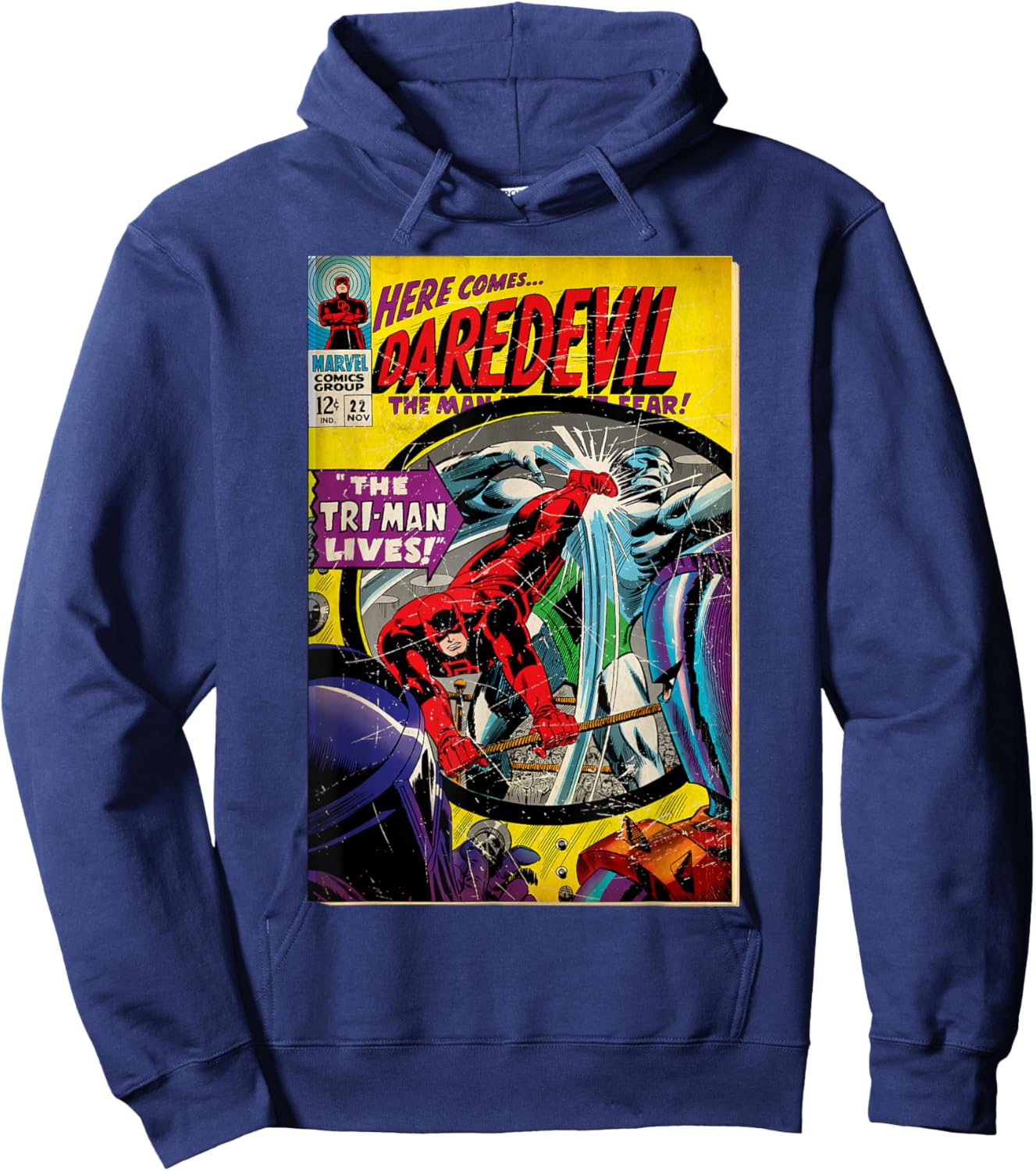 Marvel Daredevil The Man Without Fear Classic Comic Cover Hoodie - Hoodie | Navy
