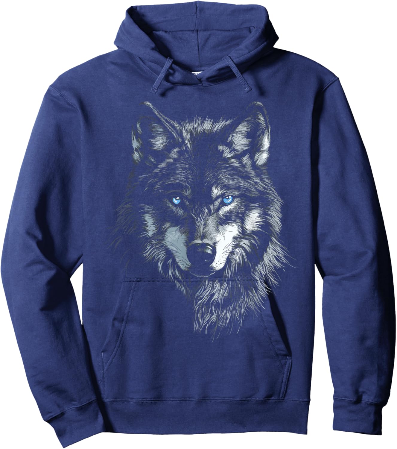 Mystic Wolf with Blue Eyes Animal Art Graphic Wolves Hoodie - Hoodie | Navy