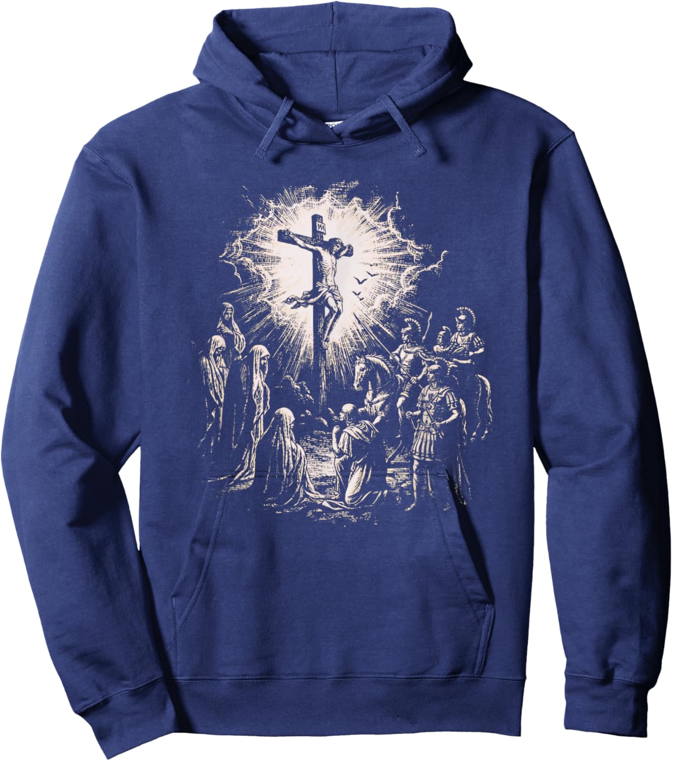 Christian Faith God Lover Religious Jesus Crucifixion Scene Hoodie - Hoodie | Navy