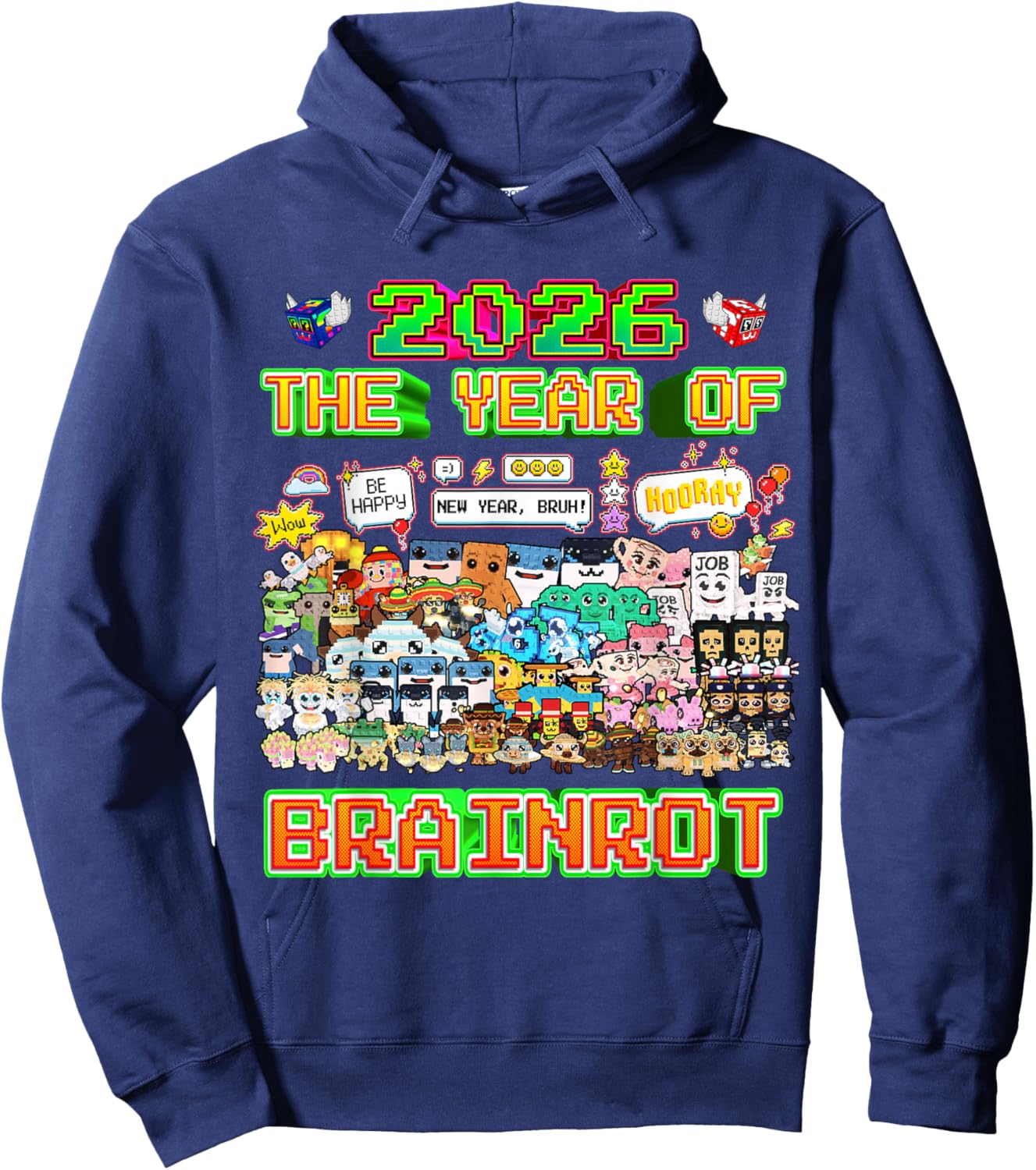 2026 The Year of Brainrot Funny Gaming for Boys Kids Teens Hoodie - Hoodie | Navy