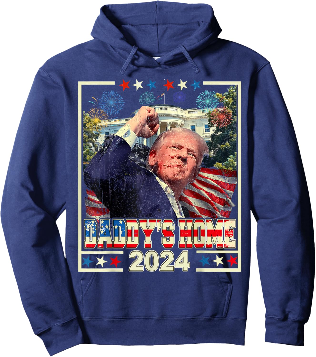 Trump 2024 Take America Back Daddy's Home Trump Pink 2024 Hoodie - Hoodie | Navy