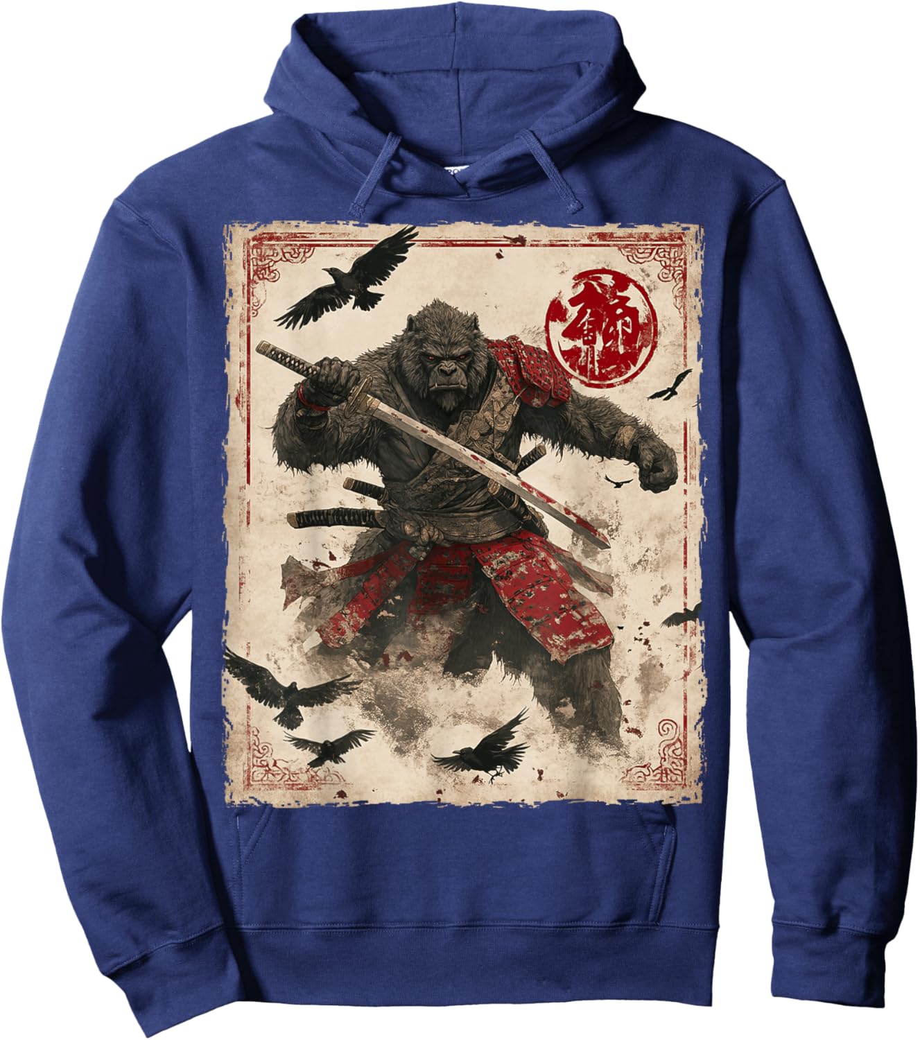 Bigfoot Sasquatch Samurai Graphic Japanese Warrior Anime Hoodie - Hoodie | Navy