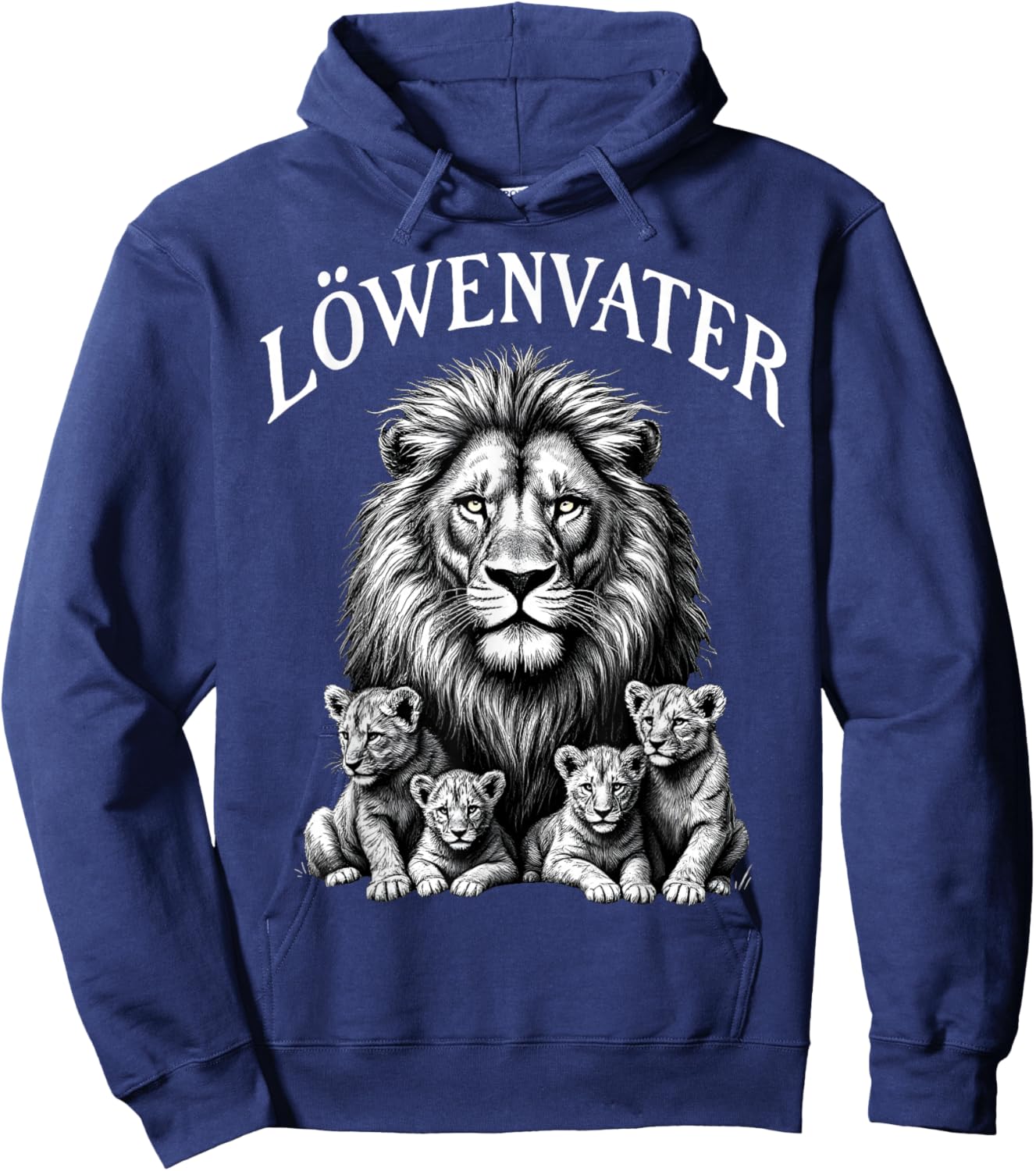 Papa von 4 Kindern Vierfacher Löwen Papa Löwe Löwenvater Hoodie - Hoodie | Navy