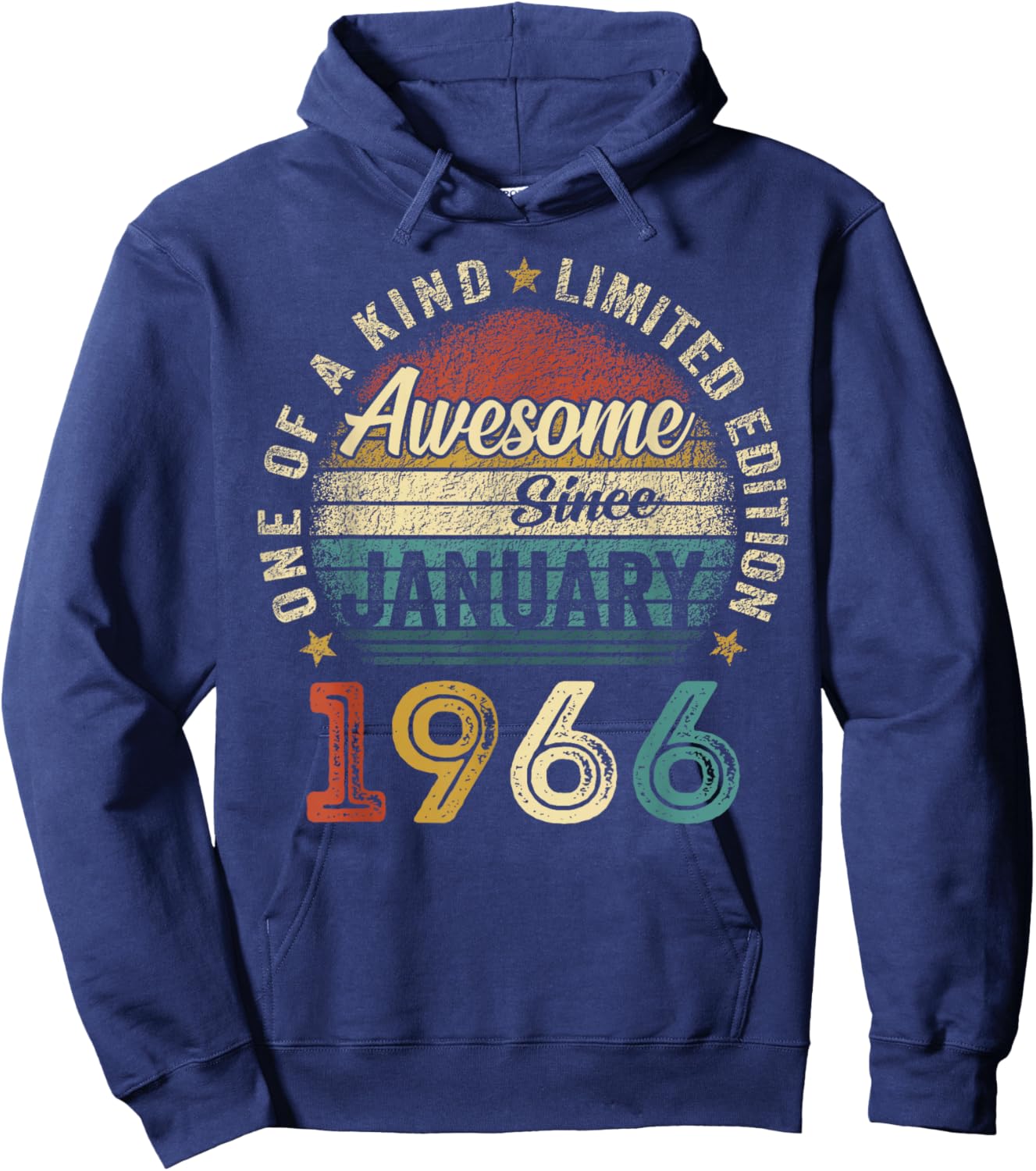 Awesome since January 1966 60 Year Old 60th Birthday Men Dad Hoodie - Hoodie | Navy
