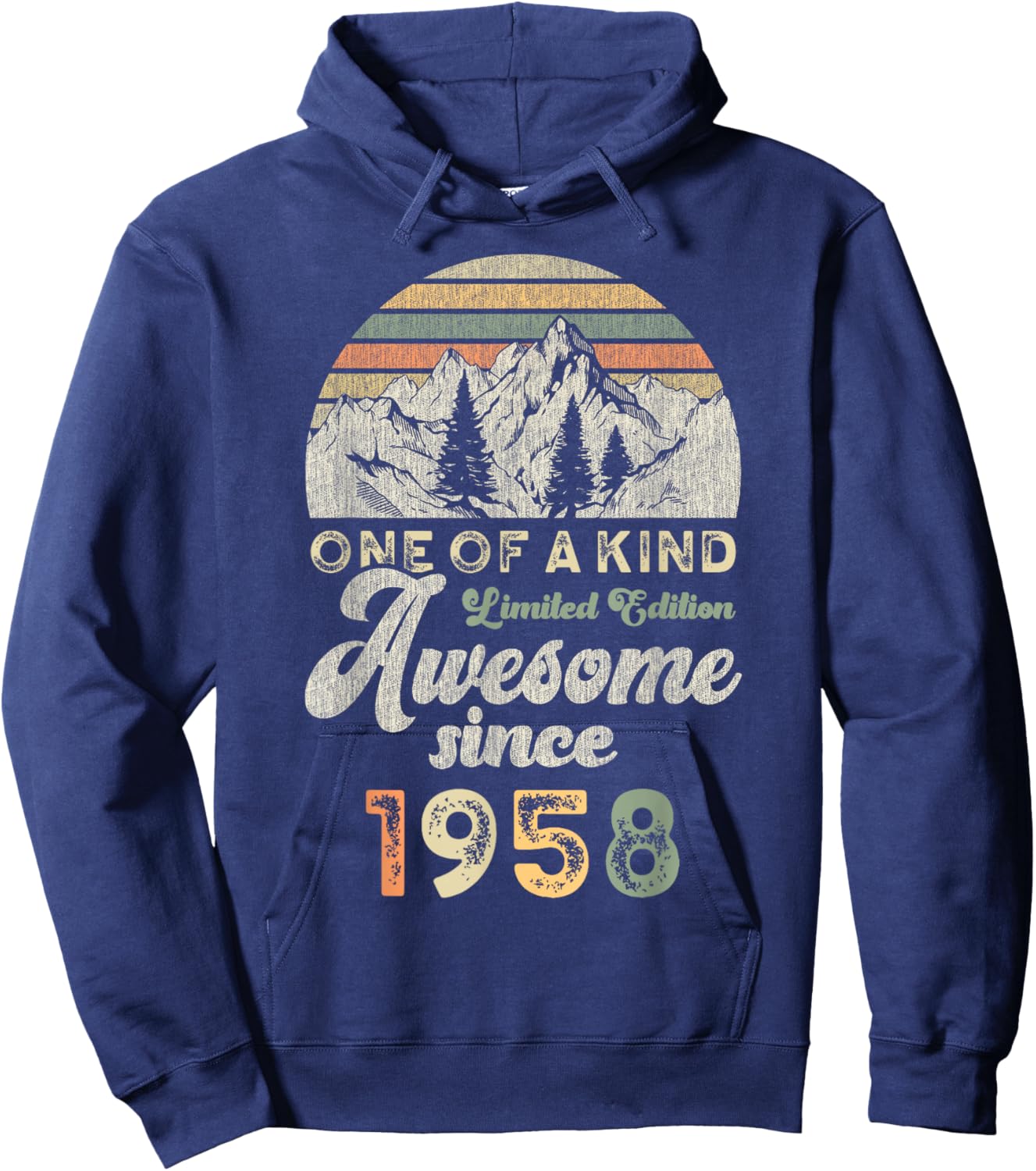 Awesome Since 1958 Birthday 67 Years Mountains Hoodie - Hoodie | Navy