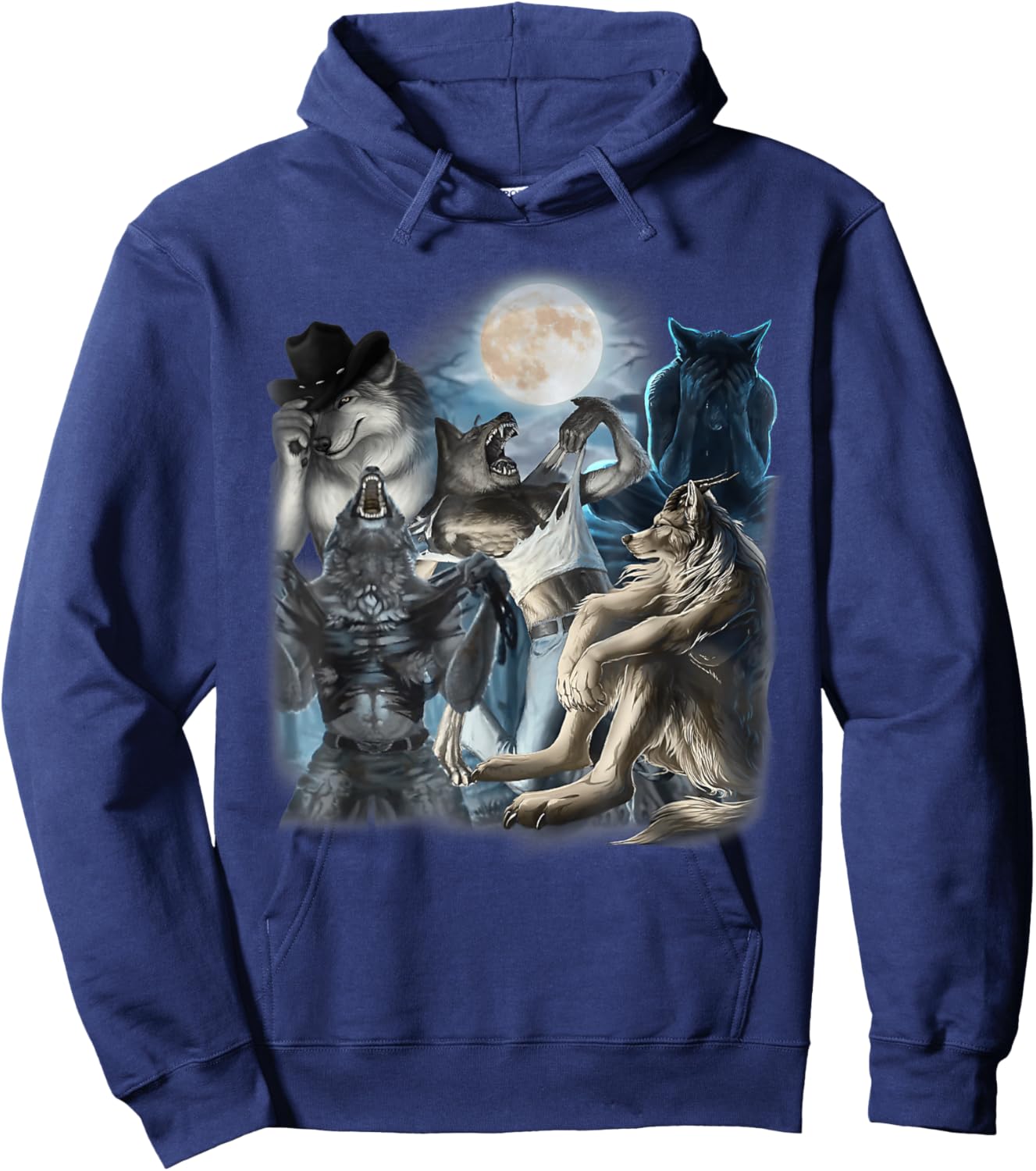 Edgy Wolf Wolves Howling Funny Oddly Specific Dank Meme Hoodie - Hoodie | Navy