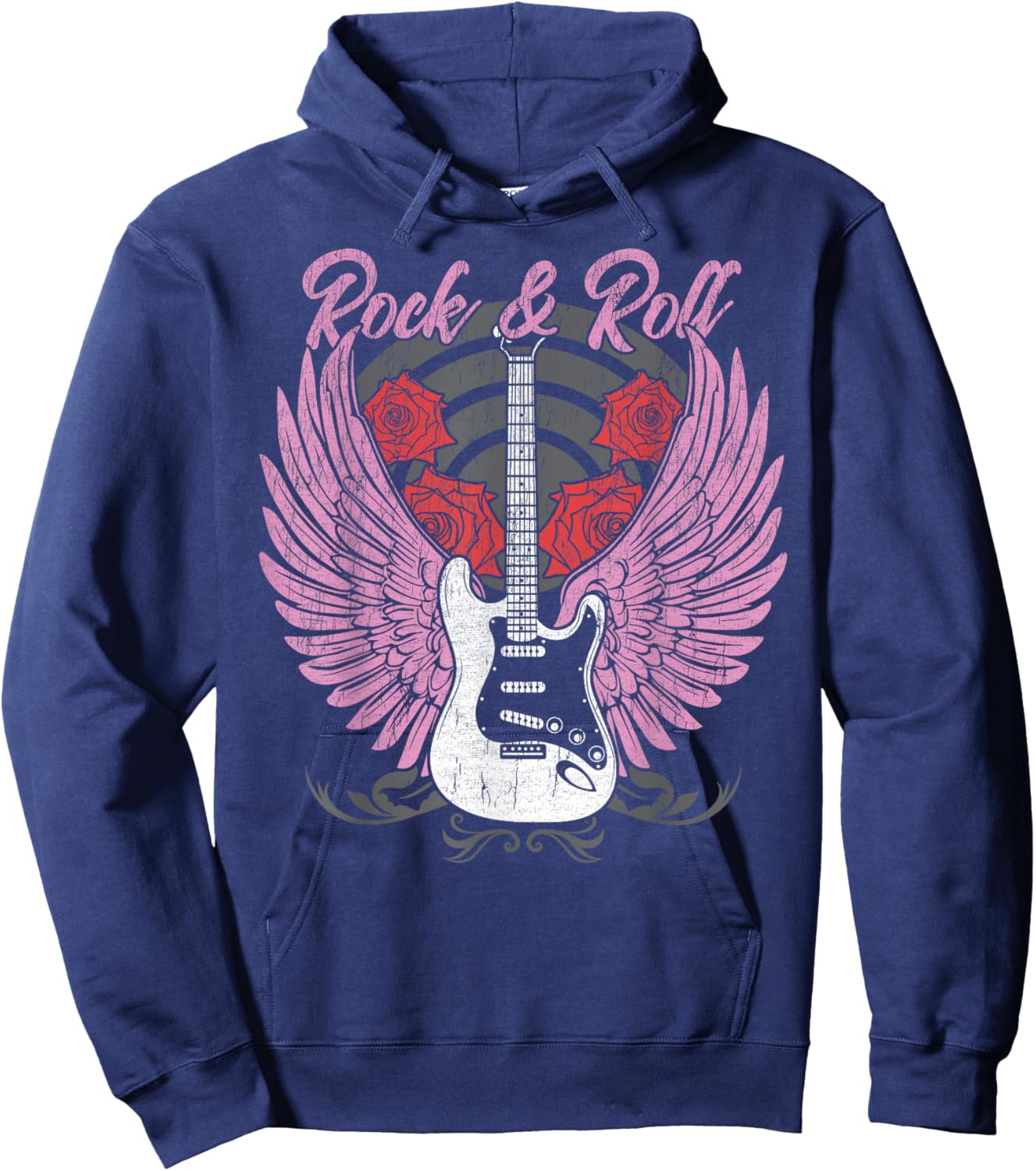 Rock and Roll Guitar Vintage ROCK Women Music Hoodie - Hoodie | Navy