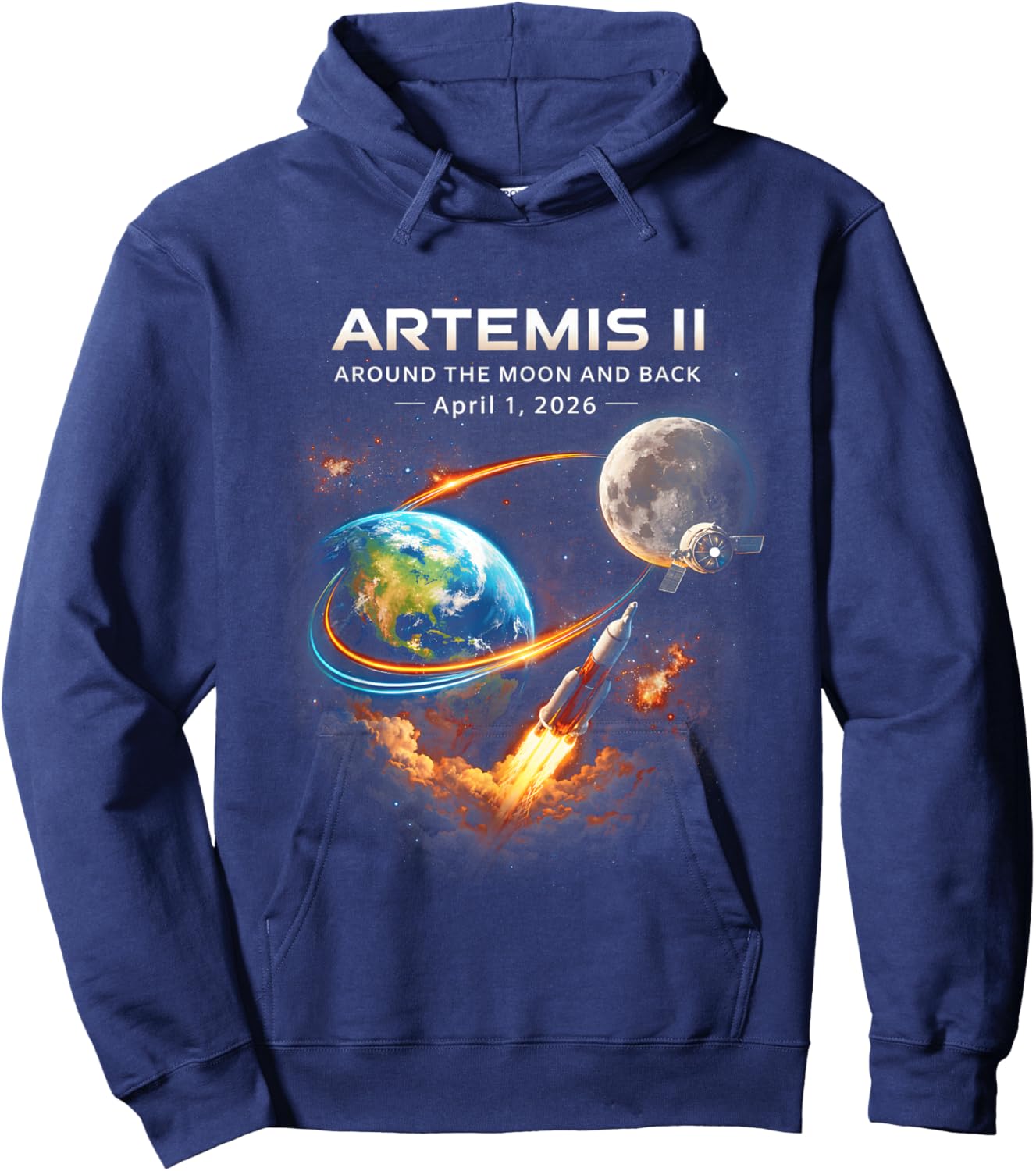 Artemis II Rocket Space Launch Back to The Moon Mission 2026 Hoodie - Hoodie | Navy