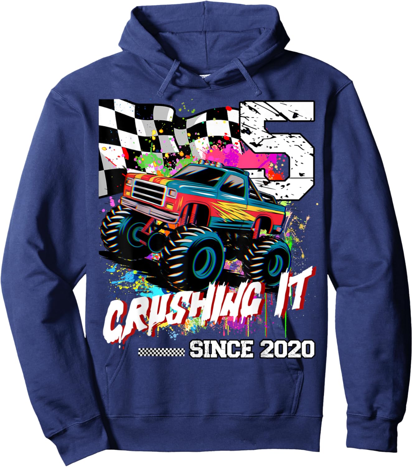 Birthday Monster Truck 5th years old Monster Truck Birthday Hoodie - Hoodie | Navy