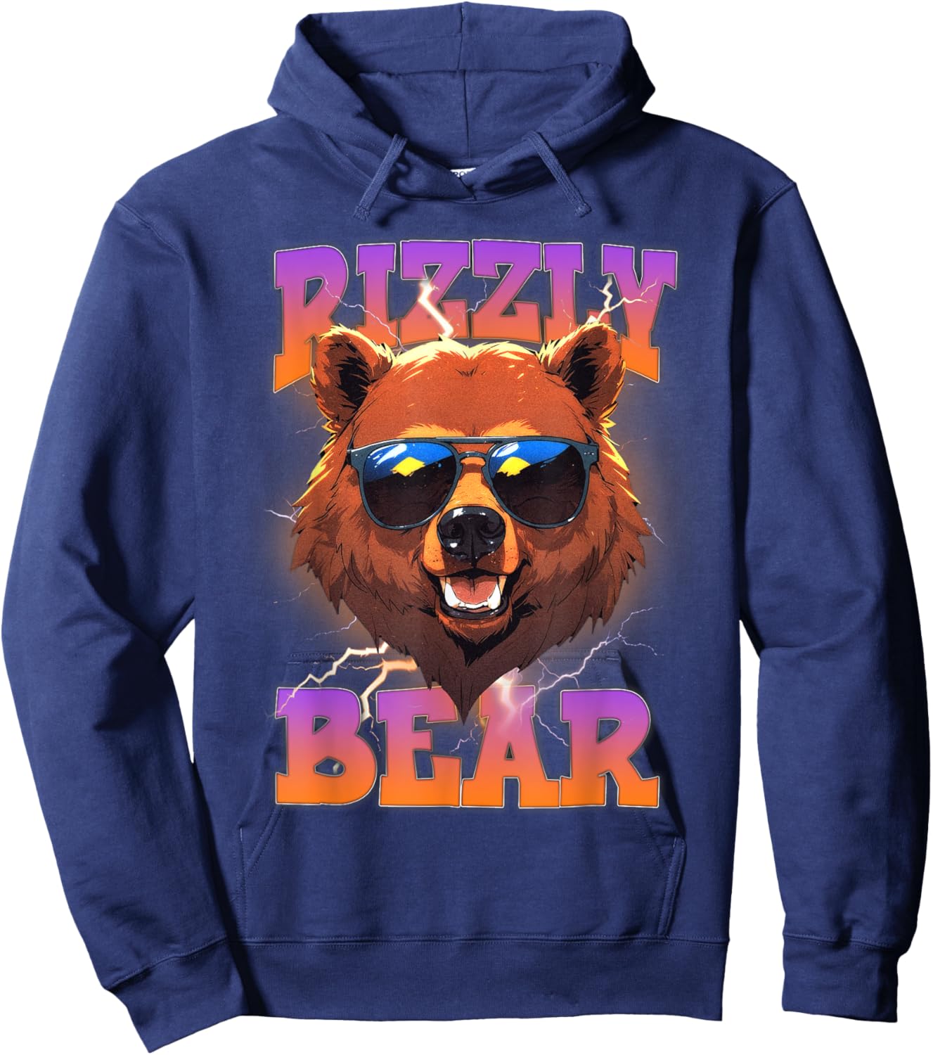Rizzly Bear Cool Bear Wearing Sunglasses Funny Rizz for Boys Hoodie - Hoodie | Navy