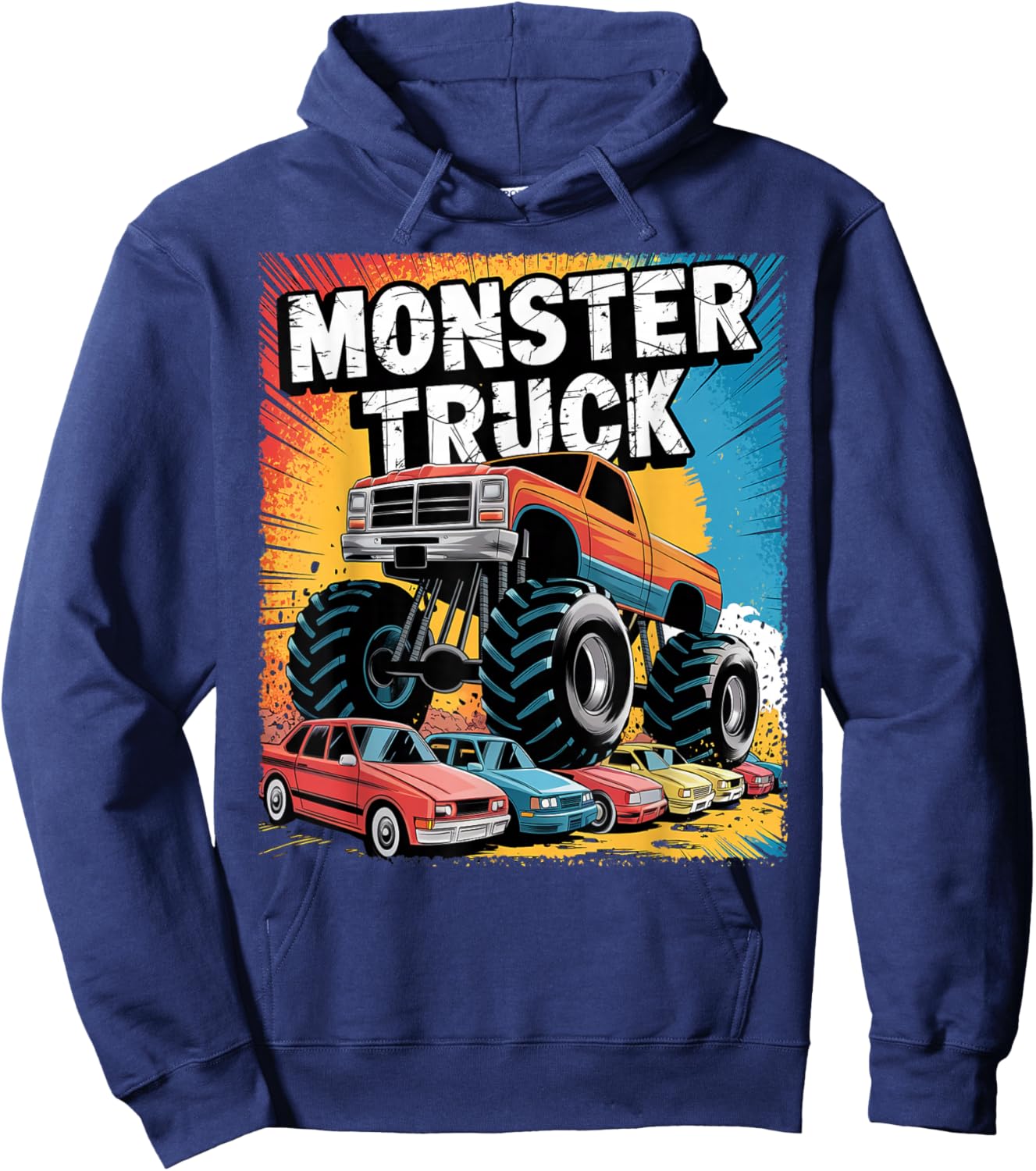 Monster Truck Crushing Cars Apparel for Monster Truck Lovers Hoodie - Hoodie | Navy