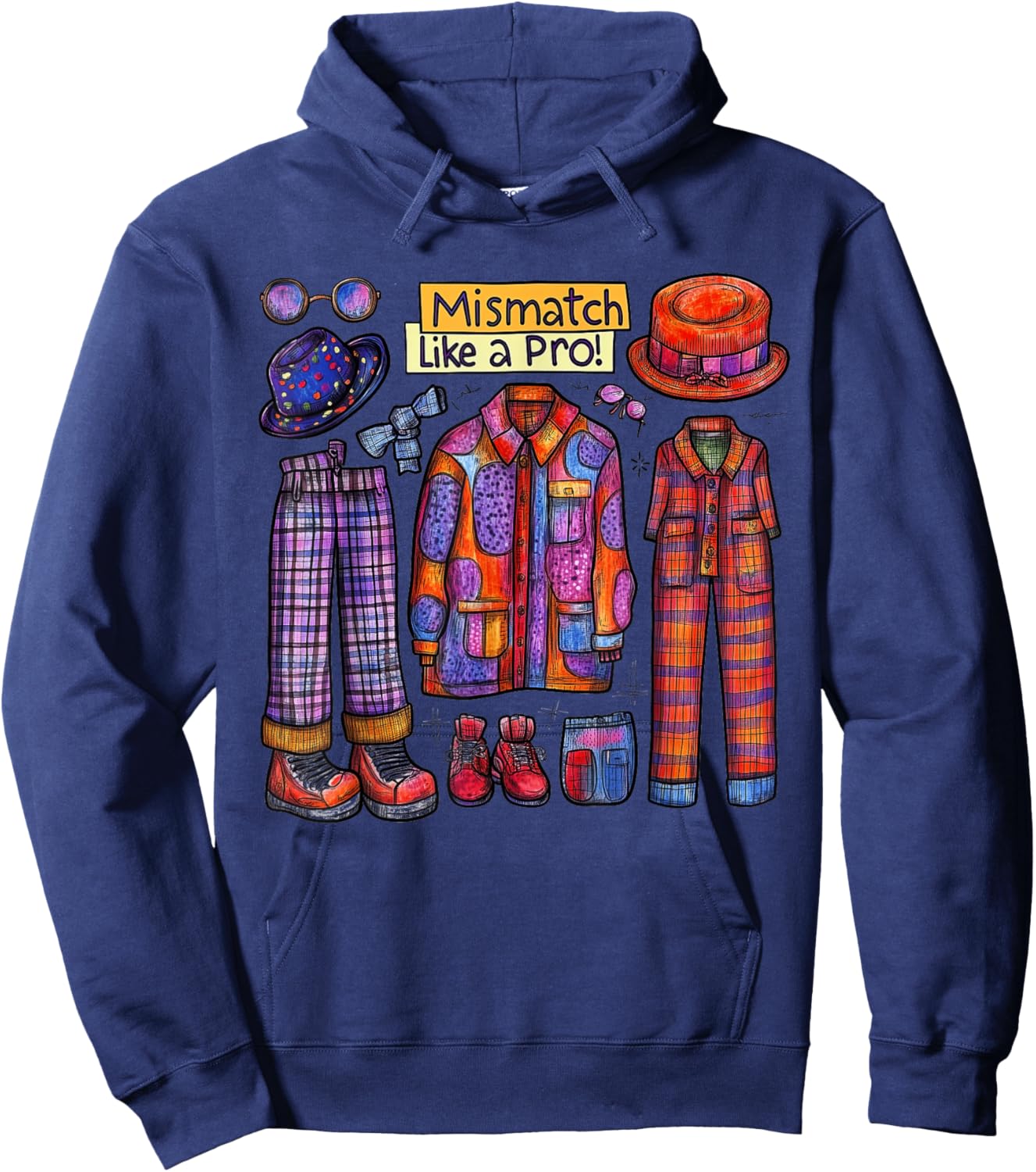Mismatch Like a Pro Funny Spirit Week Crazy Outfit Hoodie - Hoodie | Navy