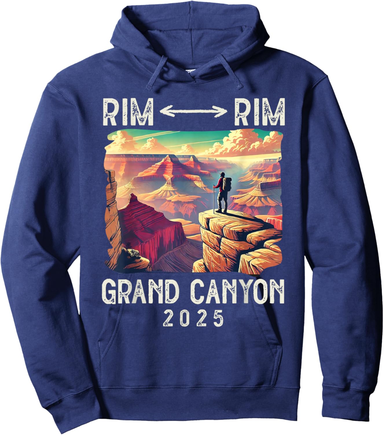 Rim Rim Grand Canyon, I Hiked The Grand Canyon 2025 Vintage Hoodie - Hoodie | Navy