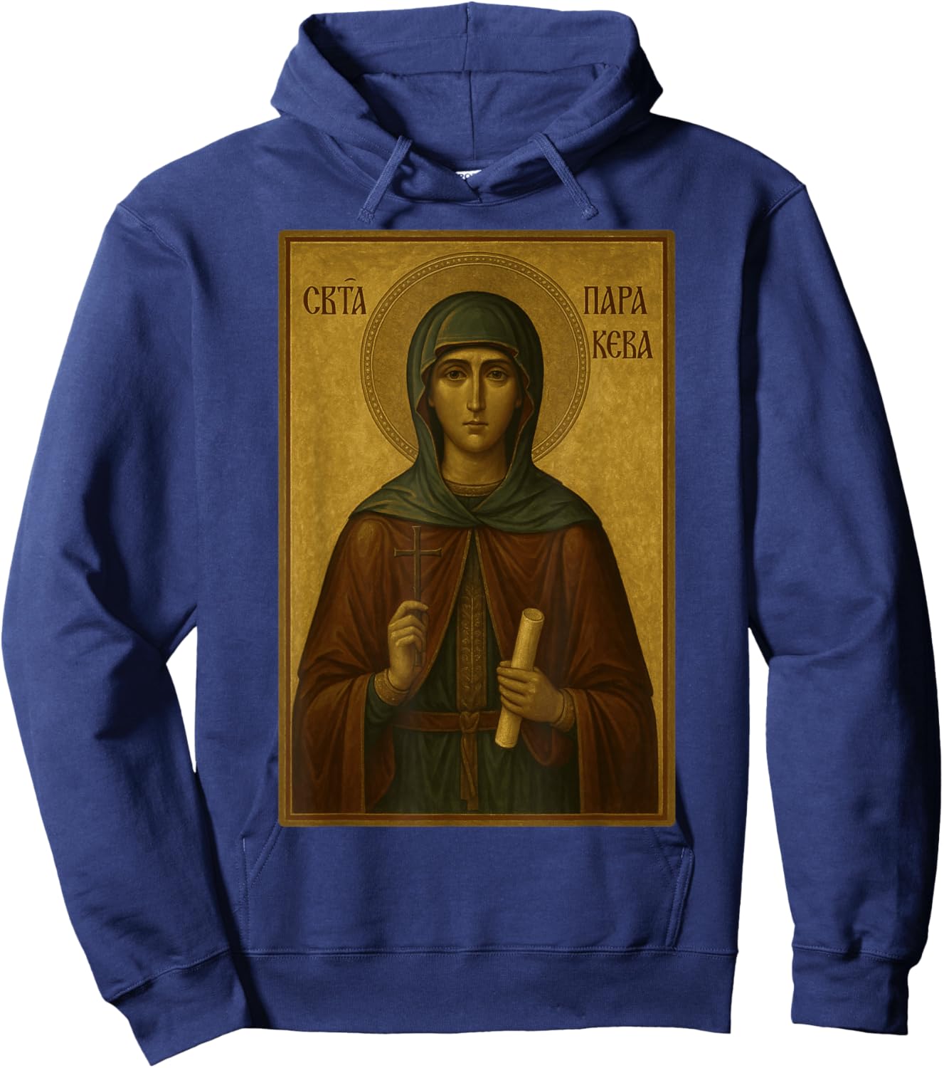 Holy Orthodox Icon of Saint Paraskeva of the Balkans Hoodie - Hoodie | Navy