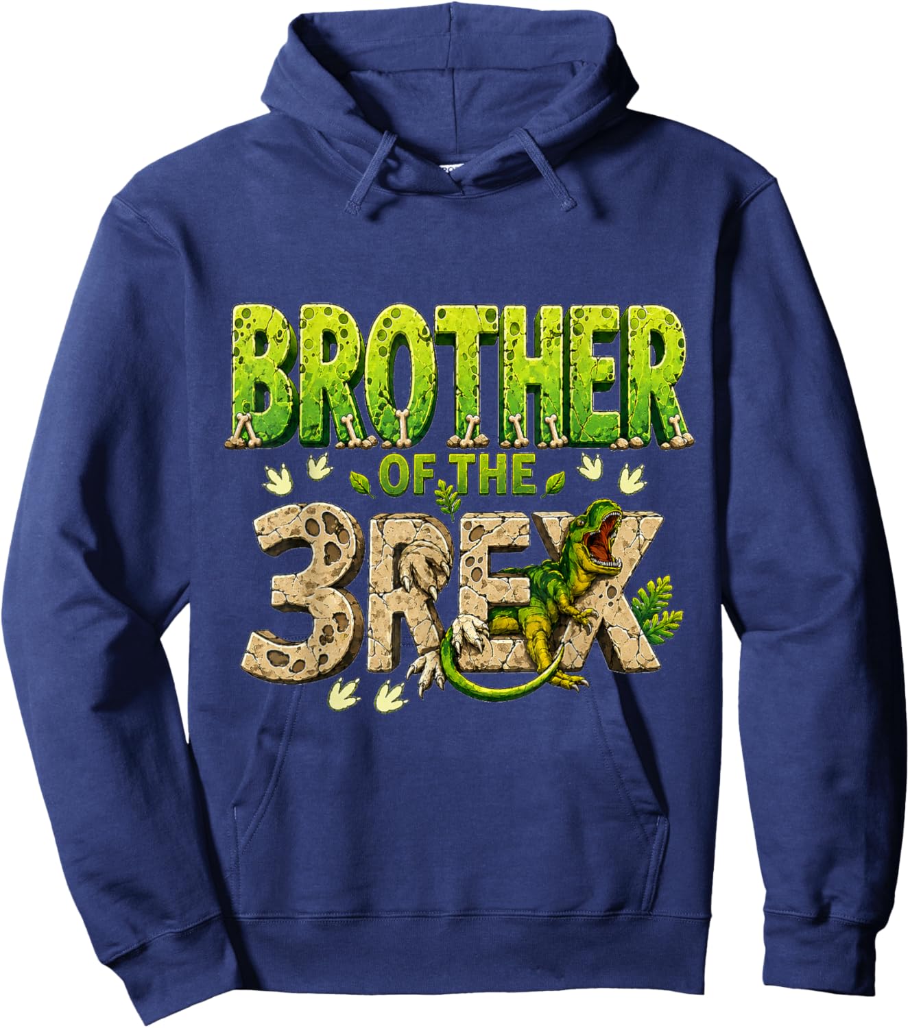 Brother of The Three Rex Birthday Dinosaur Family Matching Hoodie - Hoodie | Navy