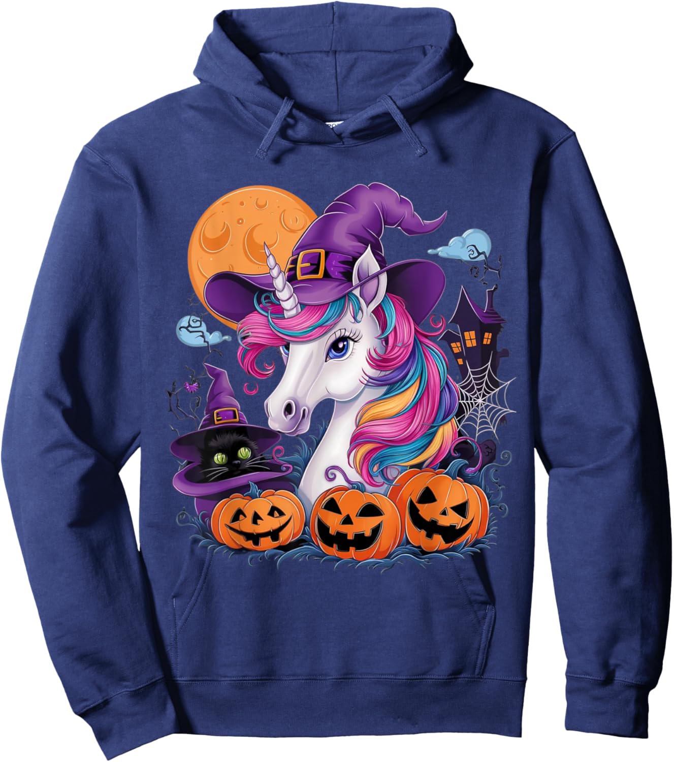 Unicorn Witch Halloween Unicorn Hoodie - Hoodie | Navy