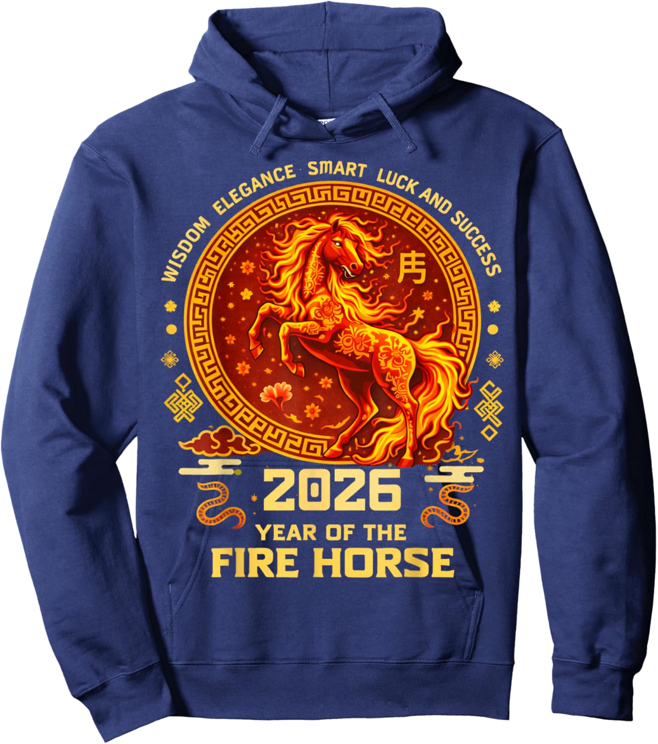 Nouvel an Chinois 2026 année du Cheval de feu Rouge Hoodie - Hoodie | Navy