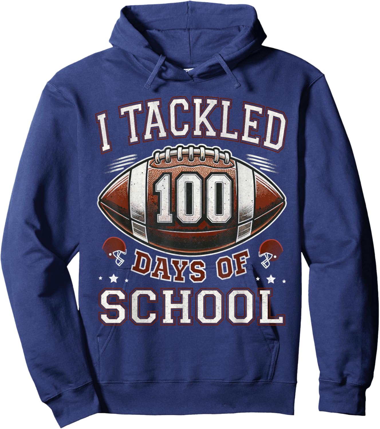 I Tackled 100 Days School 100th Day Football Student Teacher Hoodie - Hoodie | Navy
