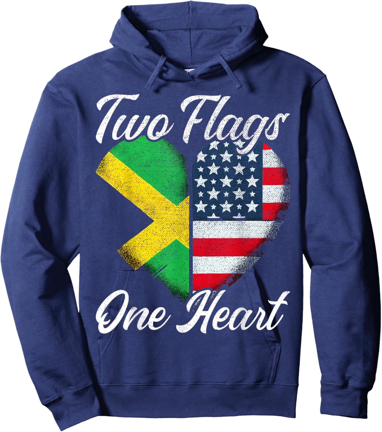 Half Jamaican Half American USA Flag Jamaica America Hoodie - Hoodie | Navy