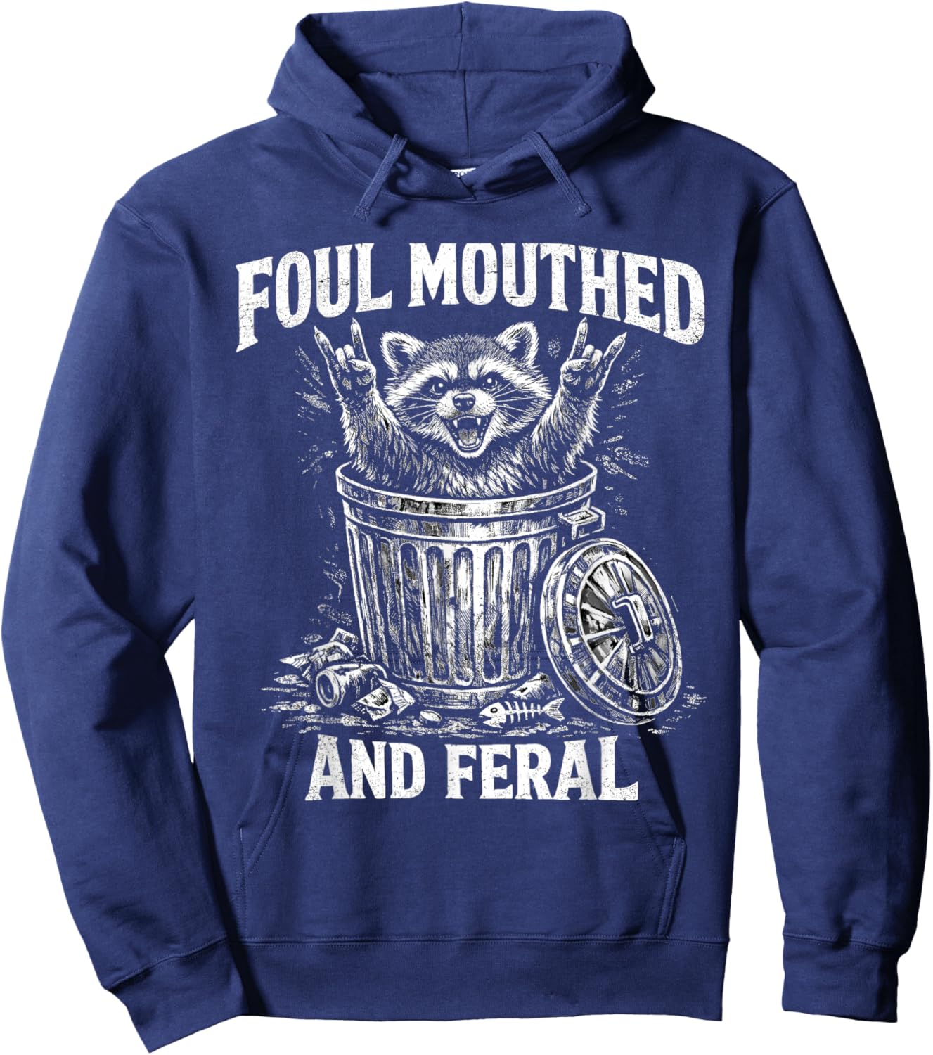 Foul Mouthed and Feral Funny Raccoon Trash Panda Hoodie - Hoodie | Navy