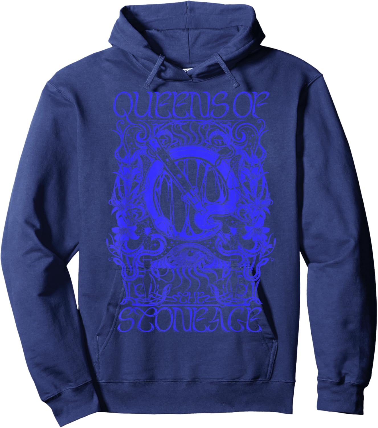 Official Queens of The Stone Age Illustrated Hoodie - Hoodie | Navy