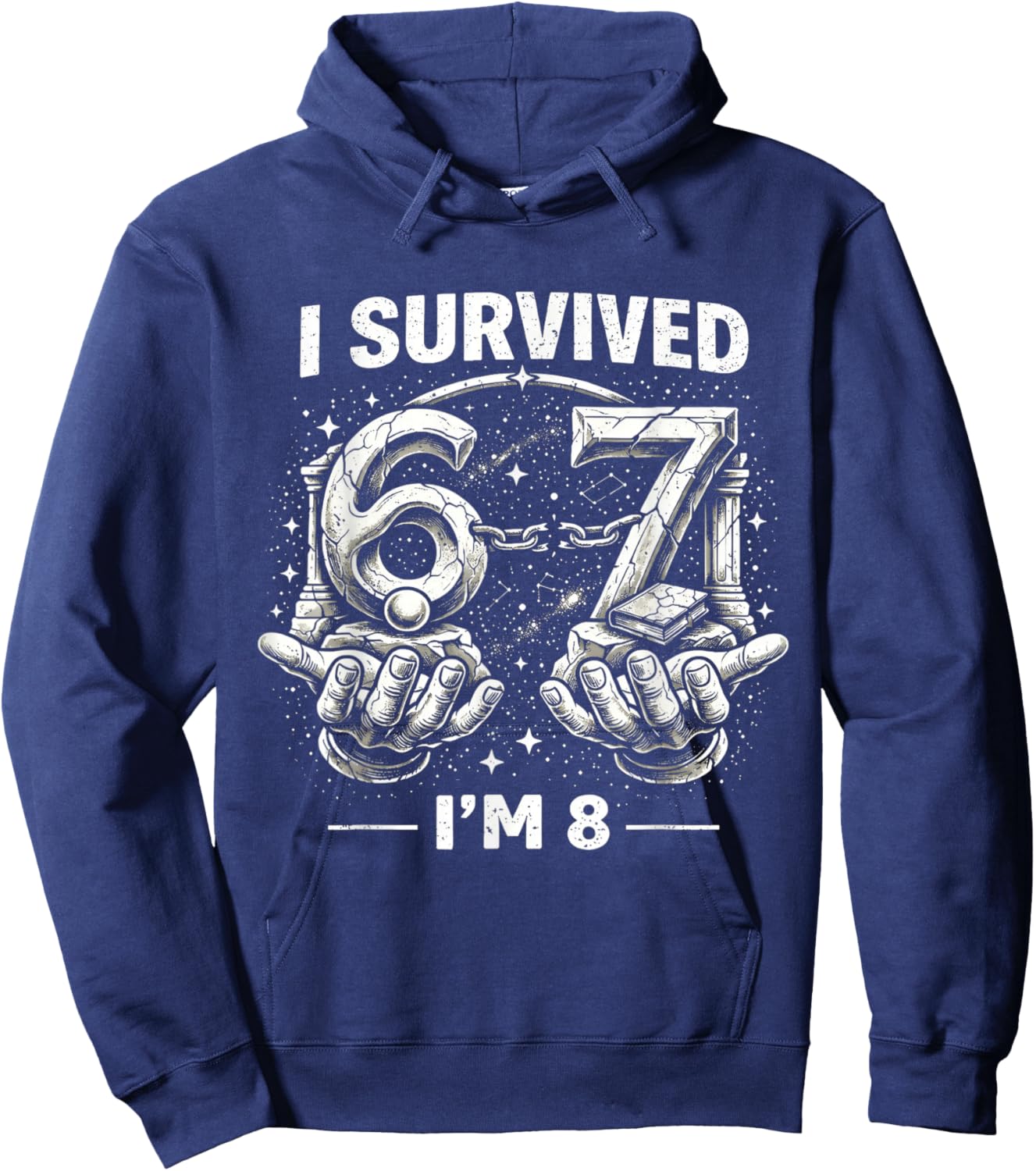 8 Year Old Boys Birthday Outfit 67 Meme Girls 8th Birthday Hoodie - Hoodie | Navy