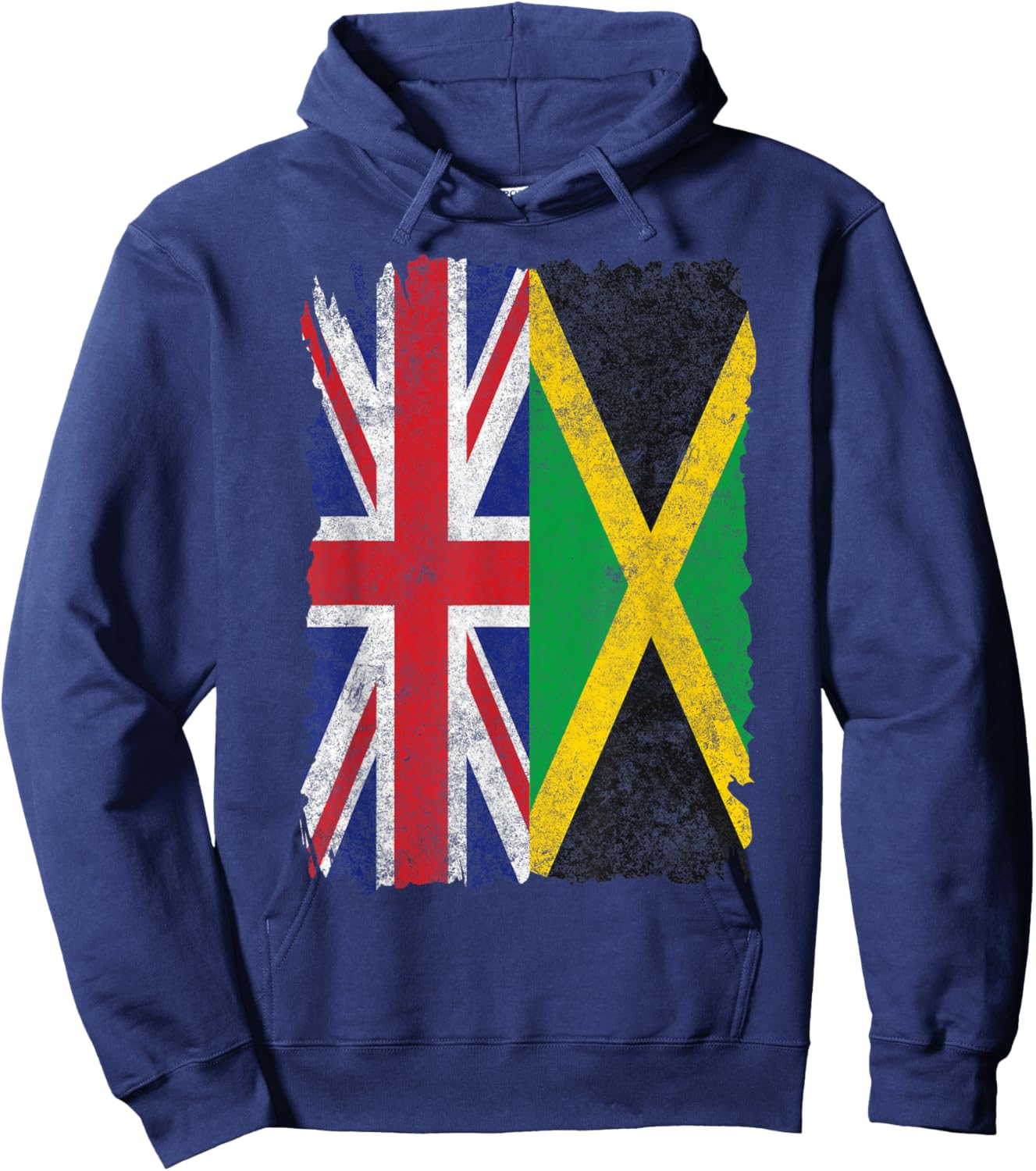 Half Britain And Jamaican British UK Jamaica Flag Men Women Hoodie - Hoodie | Navy