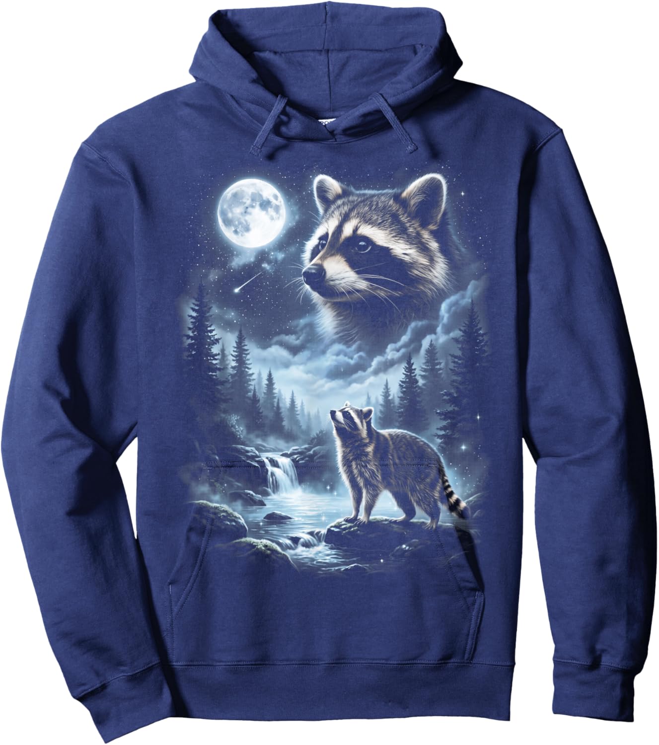 Raccoon Howling at Moon 90's Retro Hoodie - Hoodie | Navy