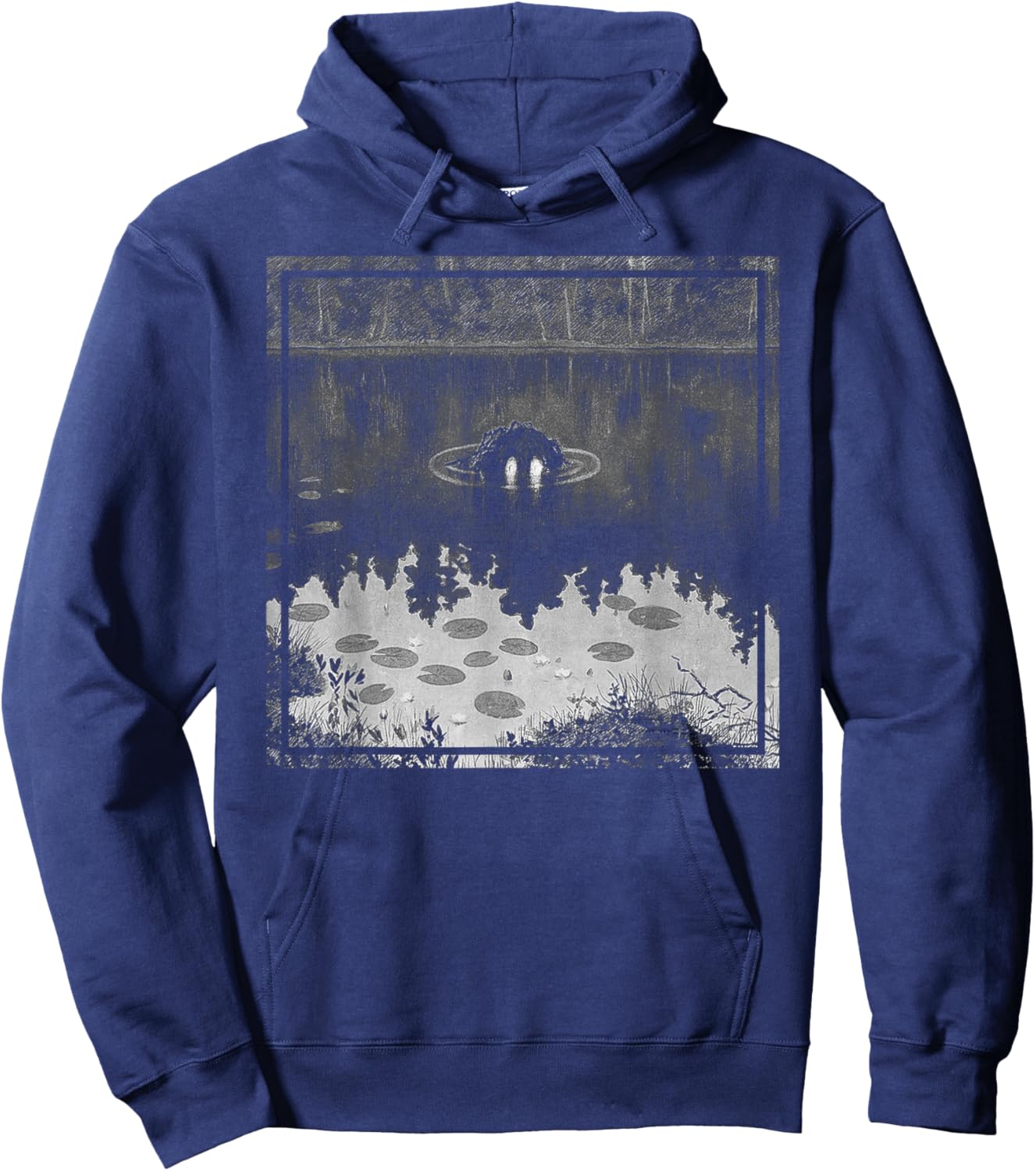 Nøkken - Theodor Kittelsen Black Metal Art Cover Troll Lake Hoodie - Hoodie | Navy
