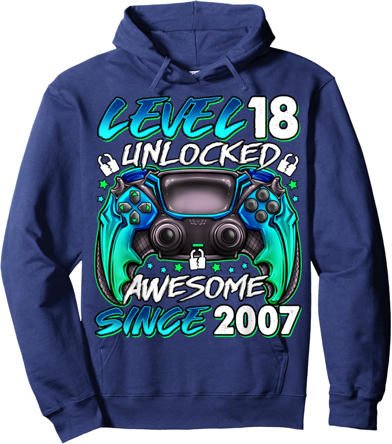 Level 18 Unlocked 18 Year Old Gifts Boys 18th Birthday Boy Hoodie - Hoodie | Navy