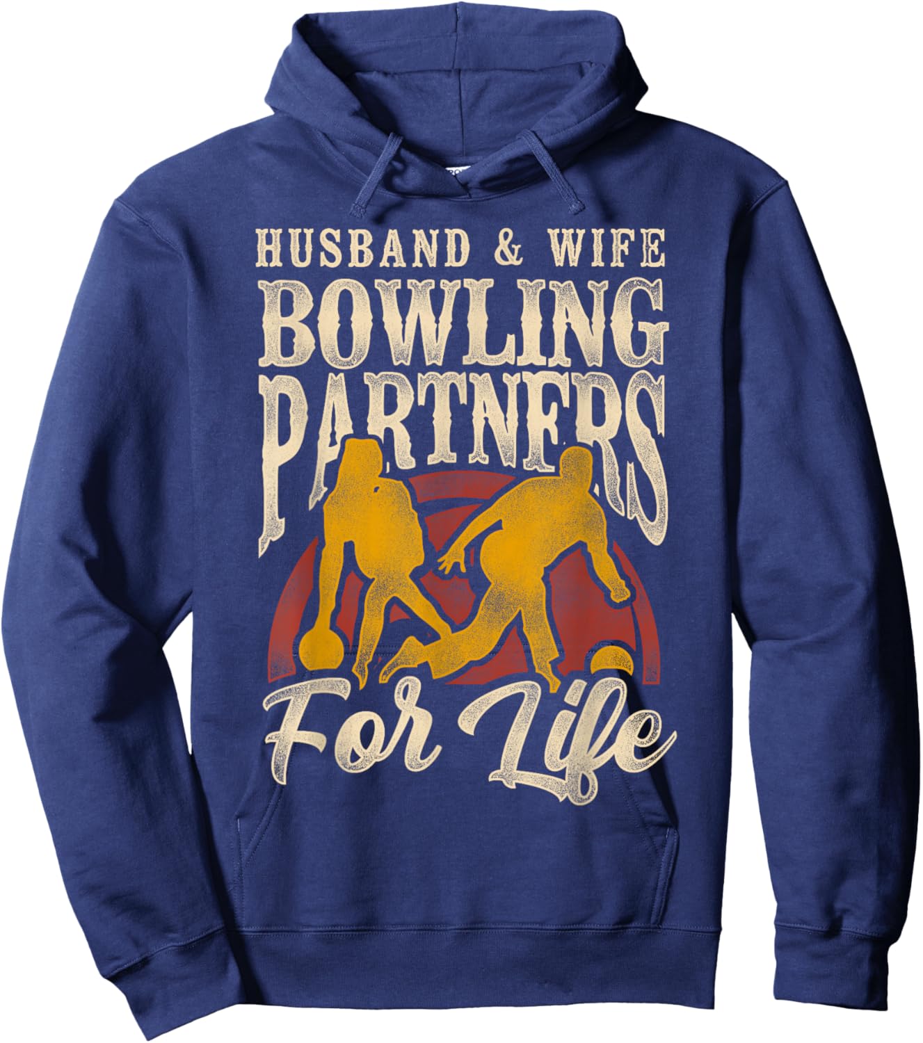 Funny Bowling Husband Wife Marriage Wedding Husband & Wife Hoodie - Hoodie | Navy