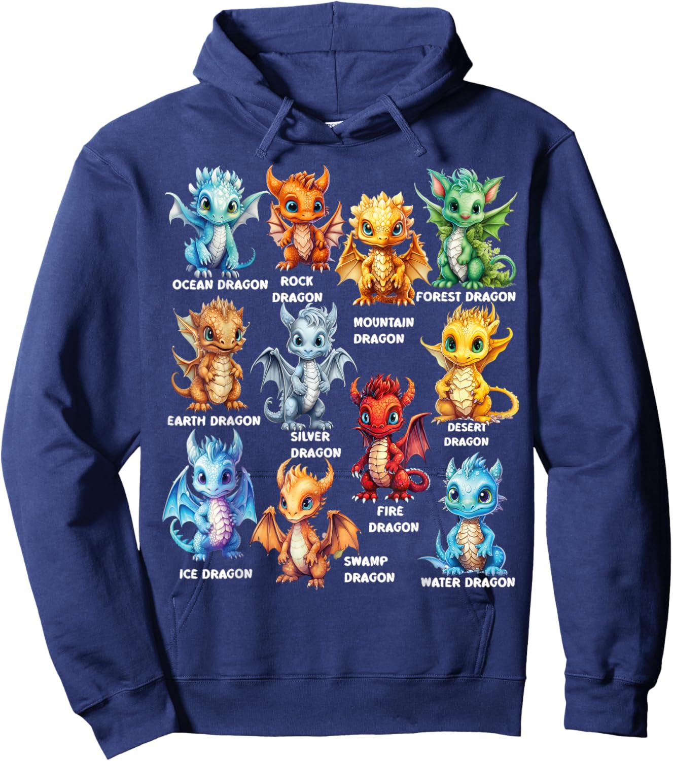 Types Of Dragons Cool Dragon Kids Toddler Boys Girls Hoodie - Hoodie | Navy