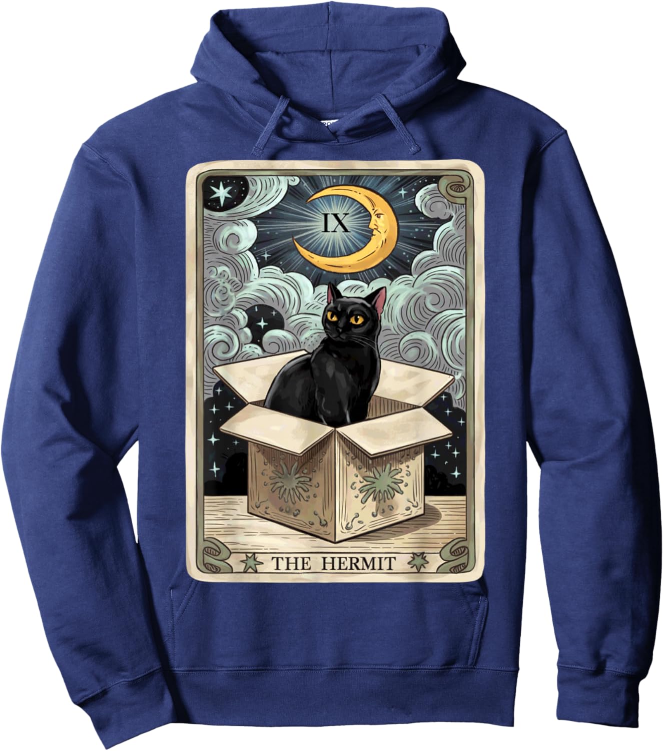 The Hermit Tarot Card Cat In Box Mystic Funny Cat Esoteric Hoodie - Hoodie | Navy