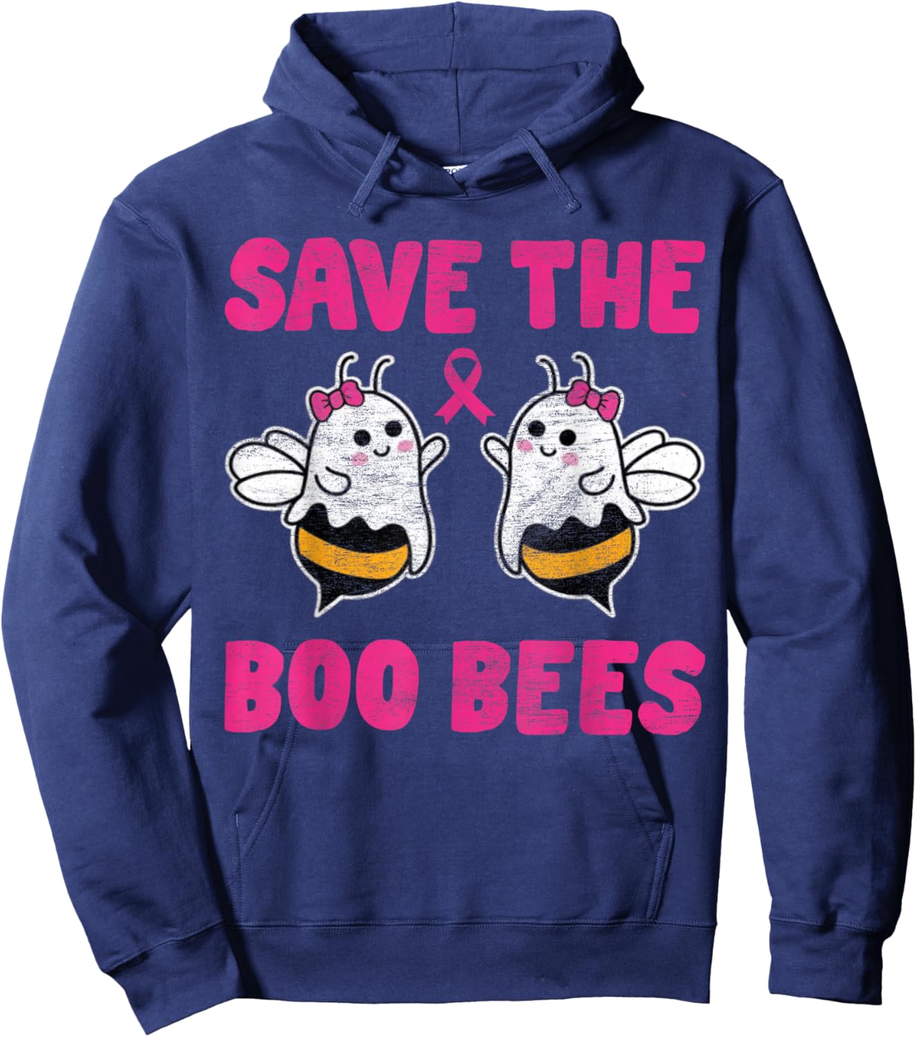 Save The Boo bees Breast Cancer Awareness Halloween Women Hoodie - Hoodie | Navy