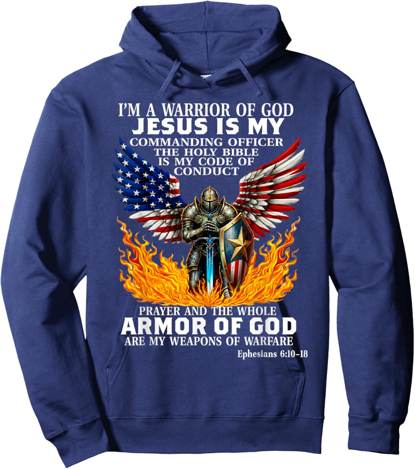 Warrior of God Armor of God Christian Bible Verse Faith Hoodie - Hoodie | Navy