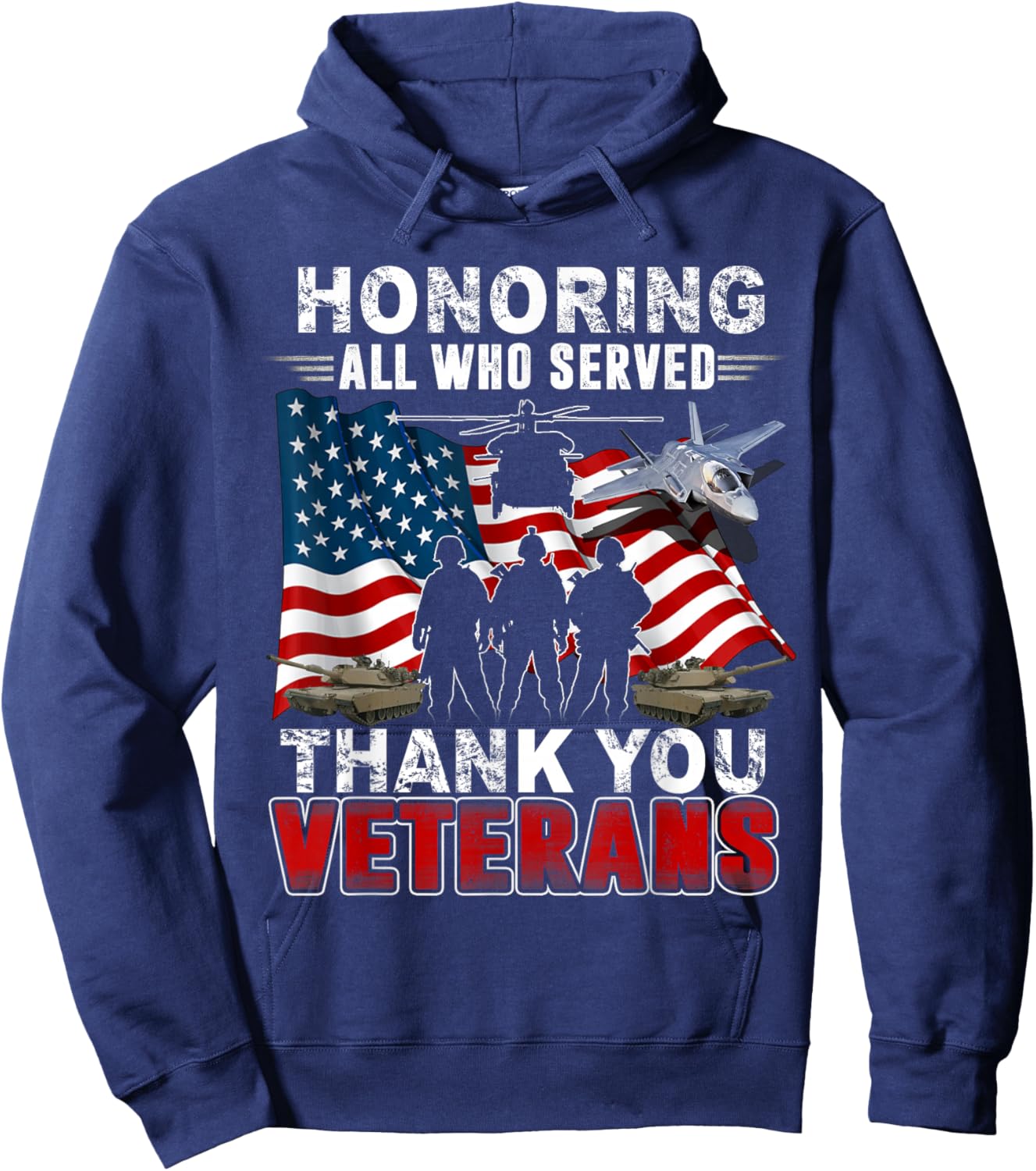 Honoring All who Served Thank You Veterans Day US Patriotic Hoodie - Hoodie | Navy