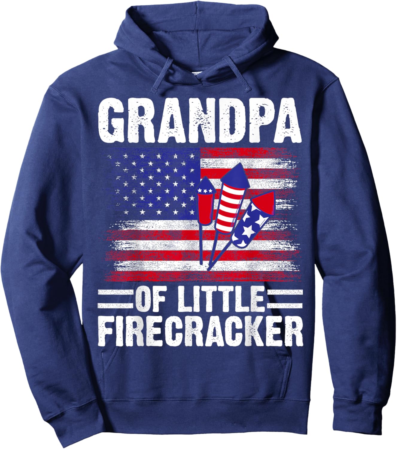Grandpa of the little Firecracker 4th of July Grandfather Hoodie - Hoodie | Navy