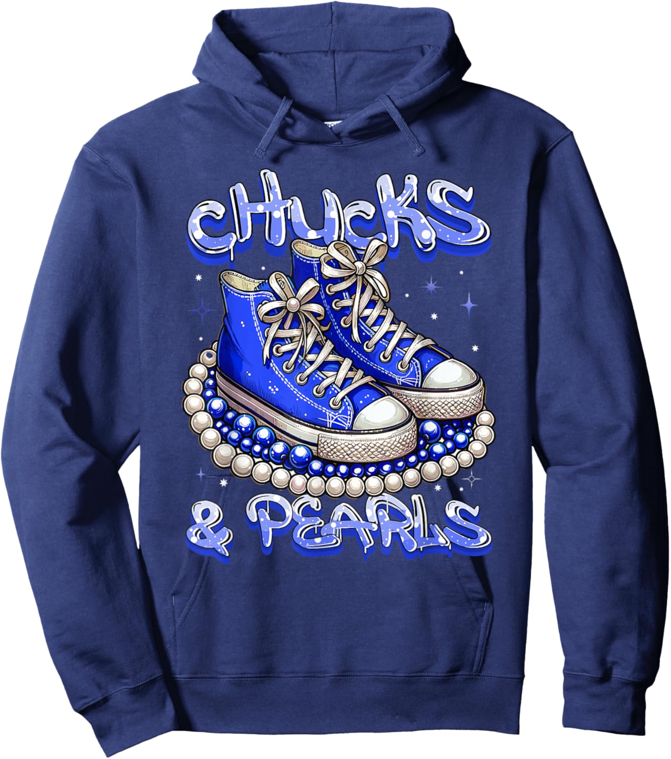 Blue Chucks And Pearls Women Hoodie - Hoodie | Navy
