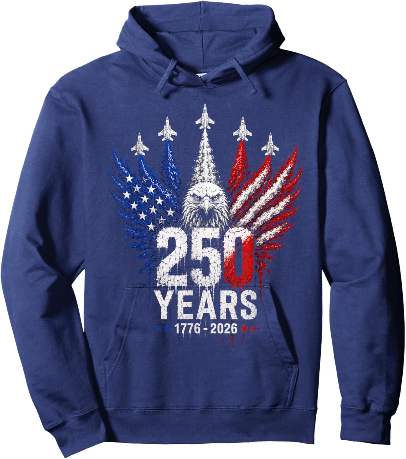 250 Years American 250th USA Patriotic Eagle 4th of July Hoodie - Hoodie | Navy
