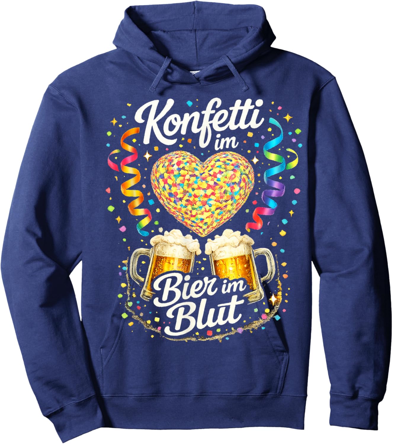 Carnival Beer Confetti Heart Party Alaaf Hoodie - Hoodie | Navy