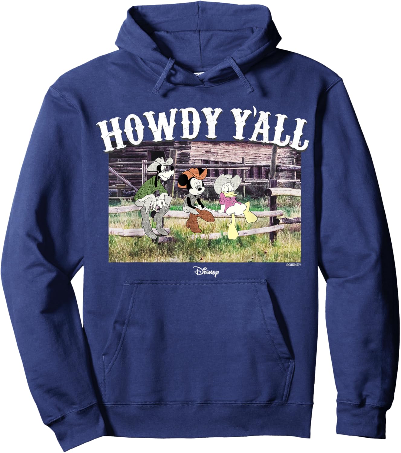Disney Mickey and Friends Goofy Daisy Howdy Y'all Western Hoodie - Hoodie | Navy